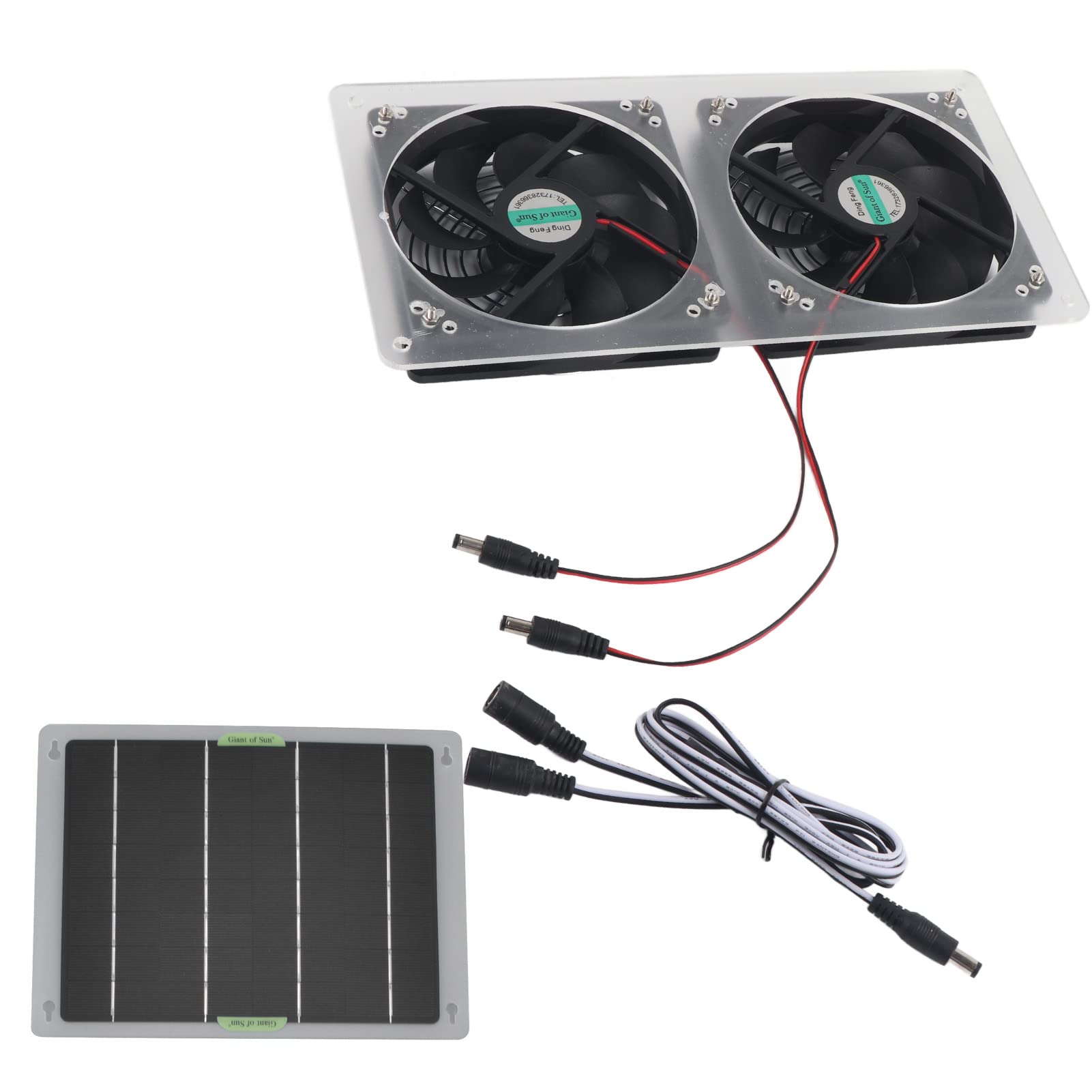 100W 12V Solar Panel Fan Kit - Waterproof Portable Dual Exhaust Fan with Solar Panel for Home, Greenhouse, Shed & Window Ventilation - Perfect for Cooling Attics, Greenhouses & Outdoor Spaces