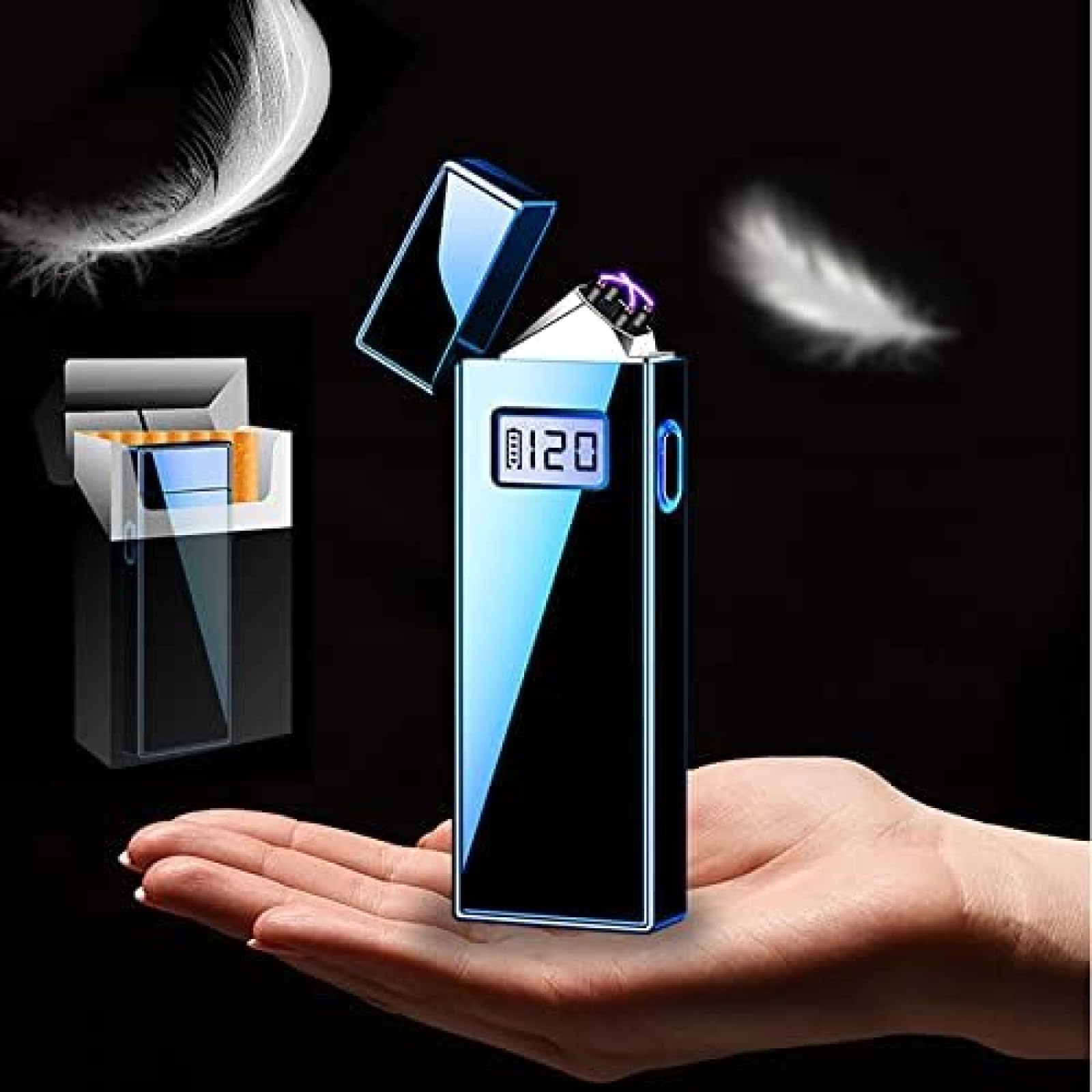 USB Rechargeable Electric Arc Lighter - Windproof & Flameless Plasma Lighter with Battery Indicator for Camping, BBQ, Outdoor Adventures | Bonny369