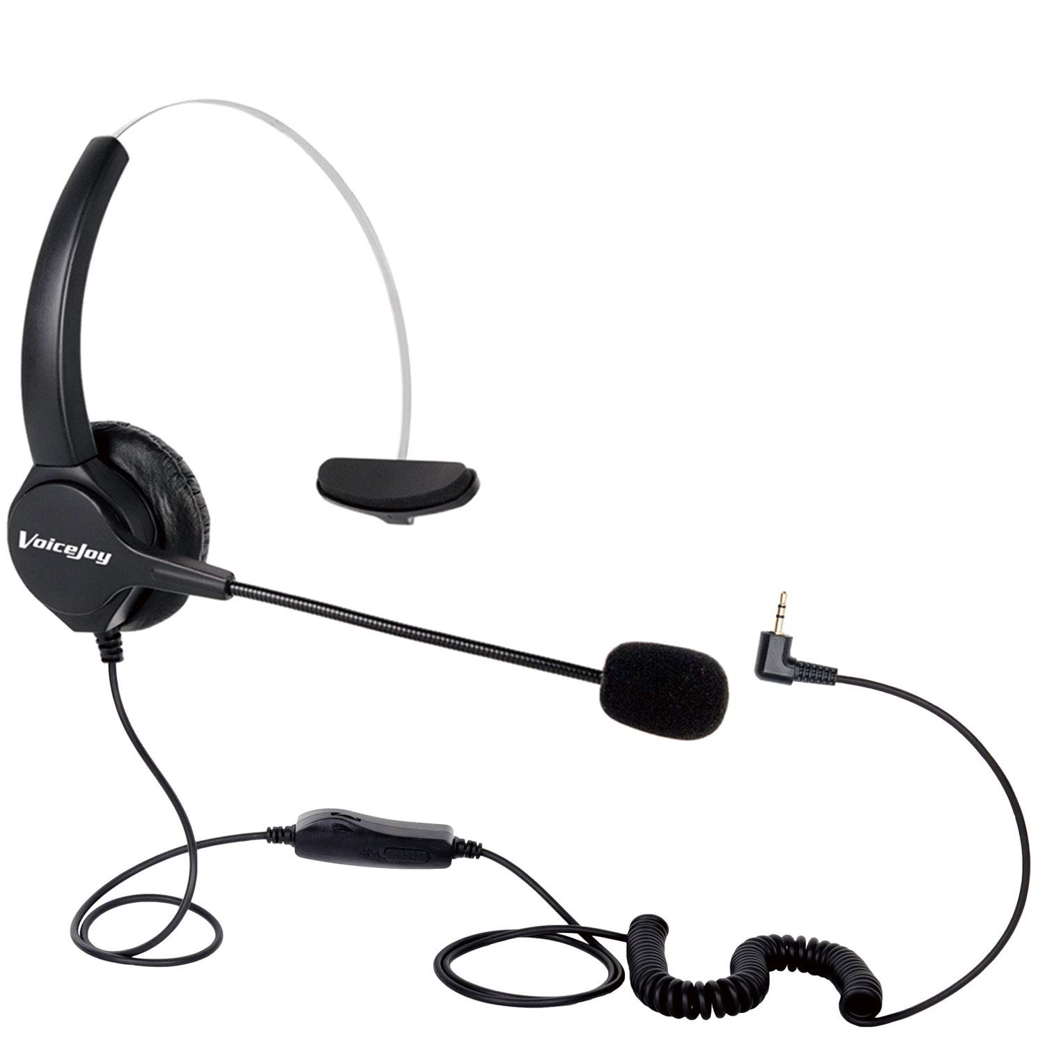 Adjustable Volume & Mute Switch 2.5mm Headset for Cisco, Linksys, Grandstream & Polycom Desk Phones - Perfect for Call Centers, Office Communications & Customer Service