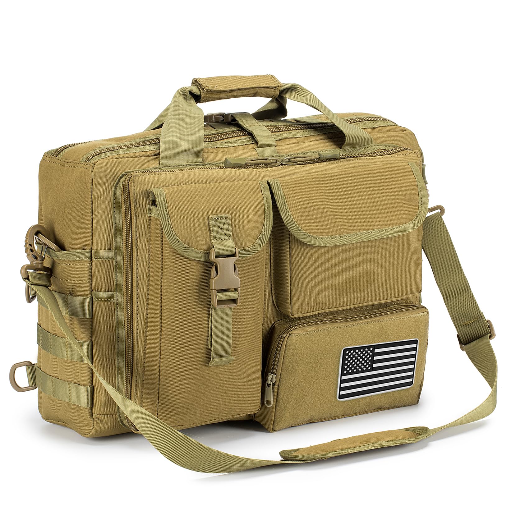 Stypos Tactical Messenger Bag - 15.6/17.3 Inch Military Laptop Briefcase for Men, Durable Shoulder Bag (Khaki) - Perfect for Work, Travel & Outdoor Adventures