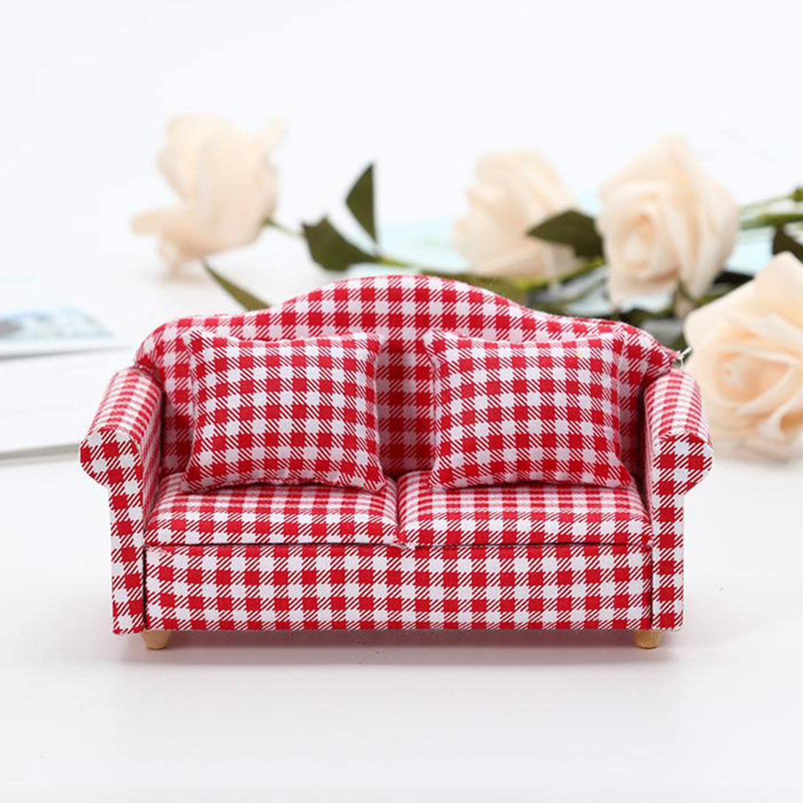 1/12 Scale Miniature Dollhouse Sofa - Realistic Doll Furniture for Dollhouse Living Room, Bedroom & Playroom - Perfect for Doll Collectors & DIY Miniature Projects