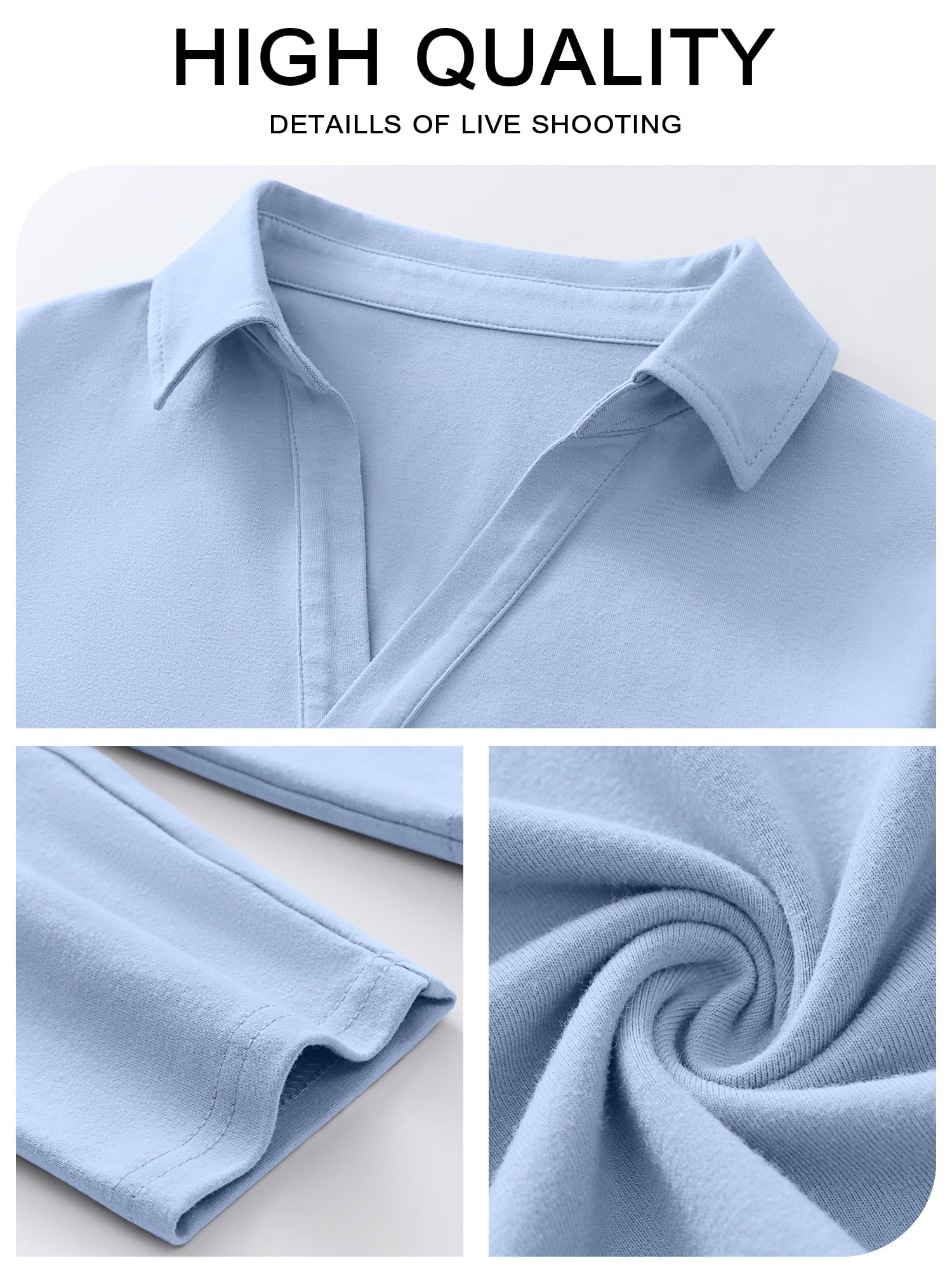 ANRABESS Women's Long Sleeve Polo Shirt - V Neck Collared Casual Blouse, Boxy Fit Work Top for Spring Outfits | Office Wear, Business Casual, Everyday Fashion