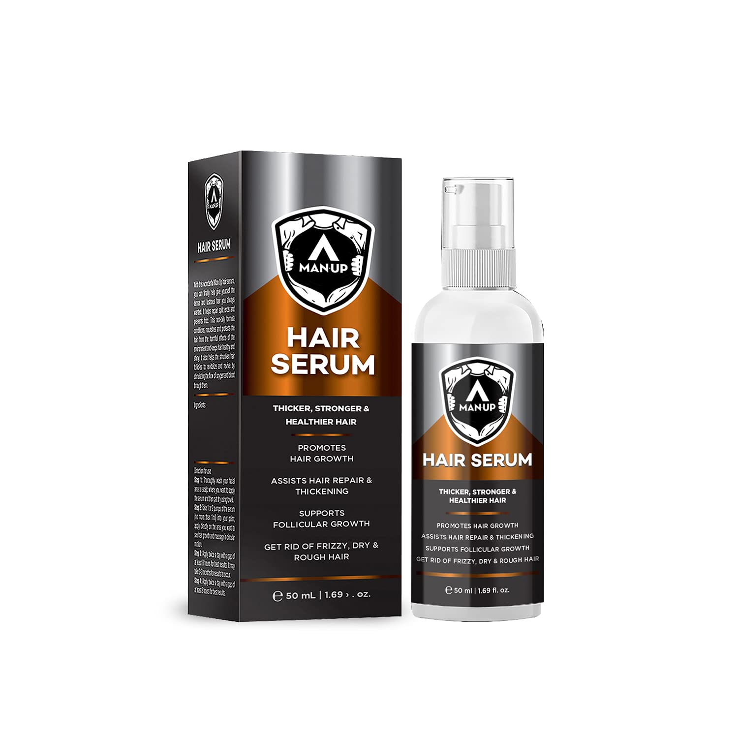 Man-Up Hair Serum with Argan Oil for Thicker, Stronger & Healthier Hair - 50ml | Natural Hair Growth Treatment for Men | Perfect for Daily Use & Styling