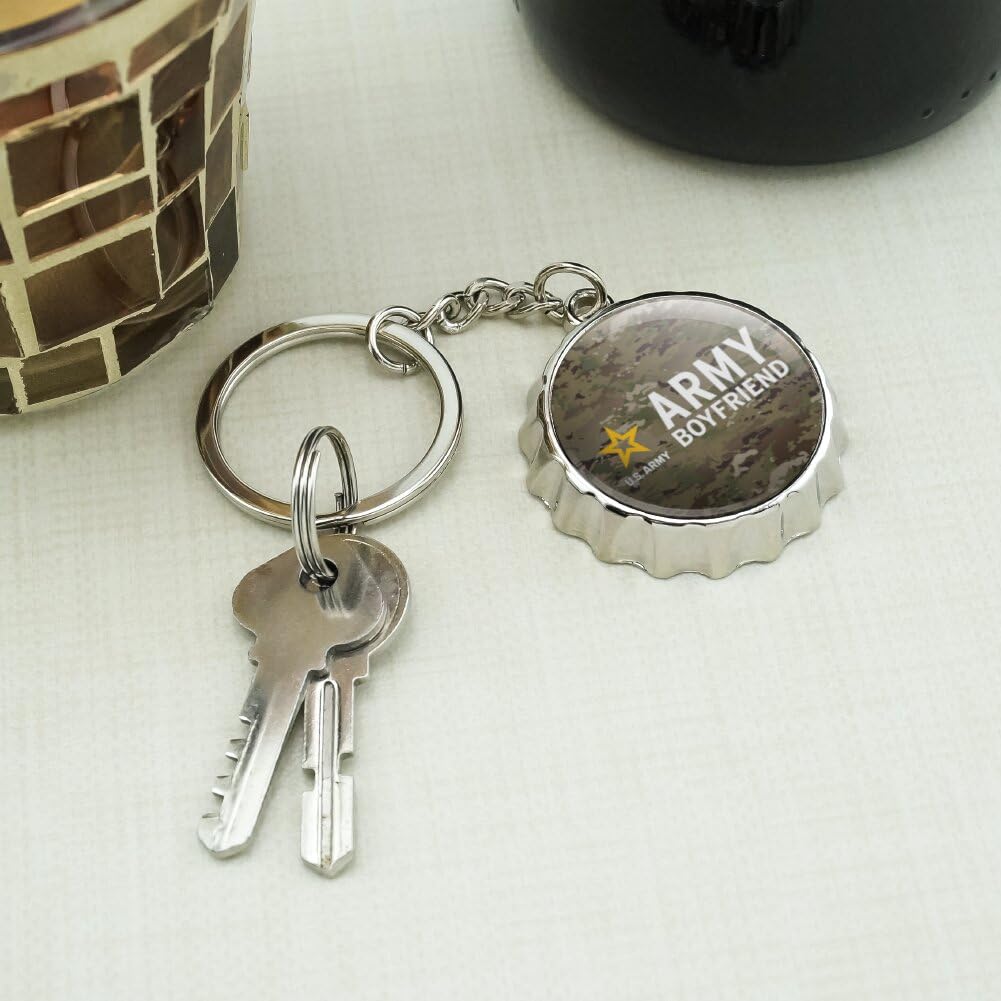U.S. Army Boyfriend Keychain - Chrome Plated Metal Pop Cap Bottle Opener - Perfect Gift for Military Lovers, Soldiers & Veterans - Great for Camping, BBQs & Outdoor Adventures