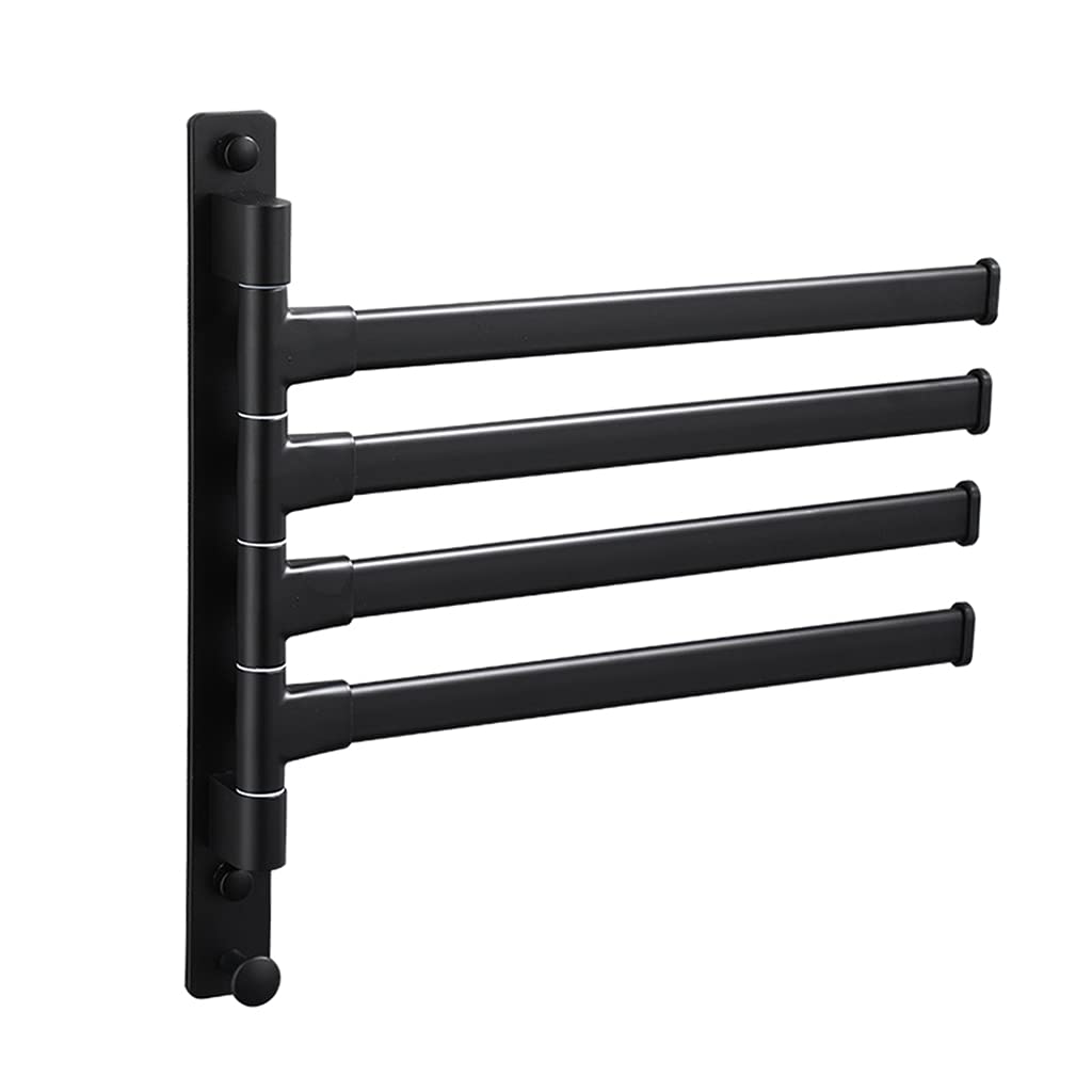 Rotatable Wall Towel Rack Bar - 4 Adjustable Swing Arms for Bathroom, Kitchen, Hotel & Home Organization - Space Saving Drying Solution for Towels, Robes & Clothes