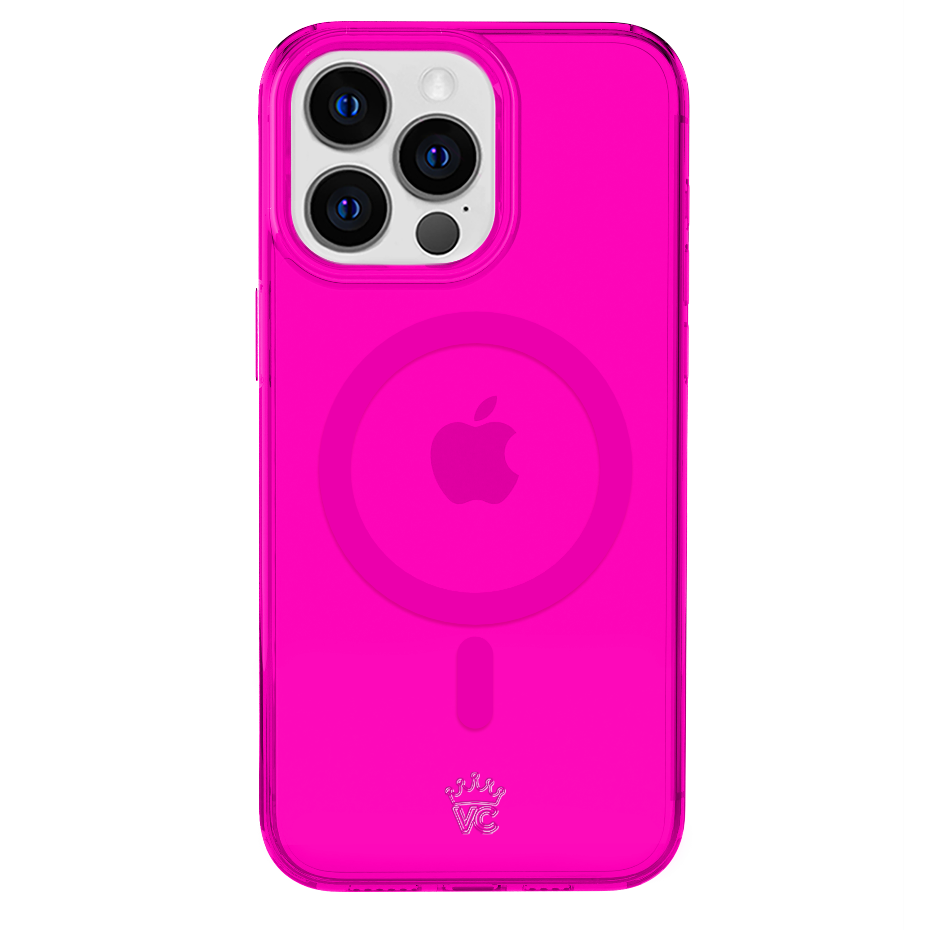 Neon Pink Clear iPhone Case - Shockproof & Scratch-Resistant Protective Cover for iPhone 13/14/15 - Trendy Transparent Design for Everyday Use & Fashion Statement