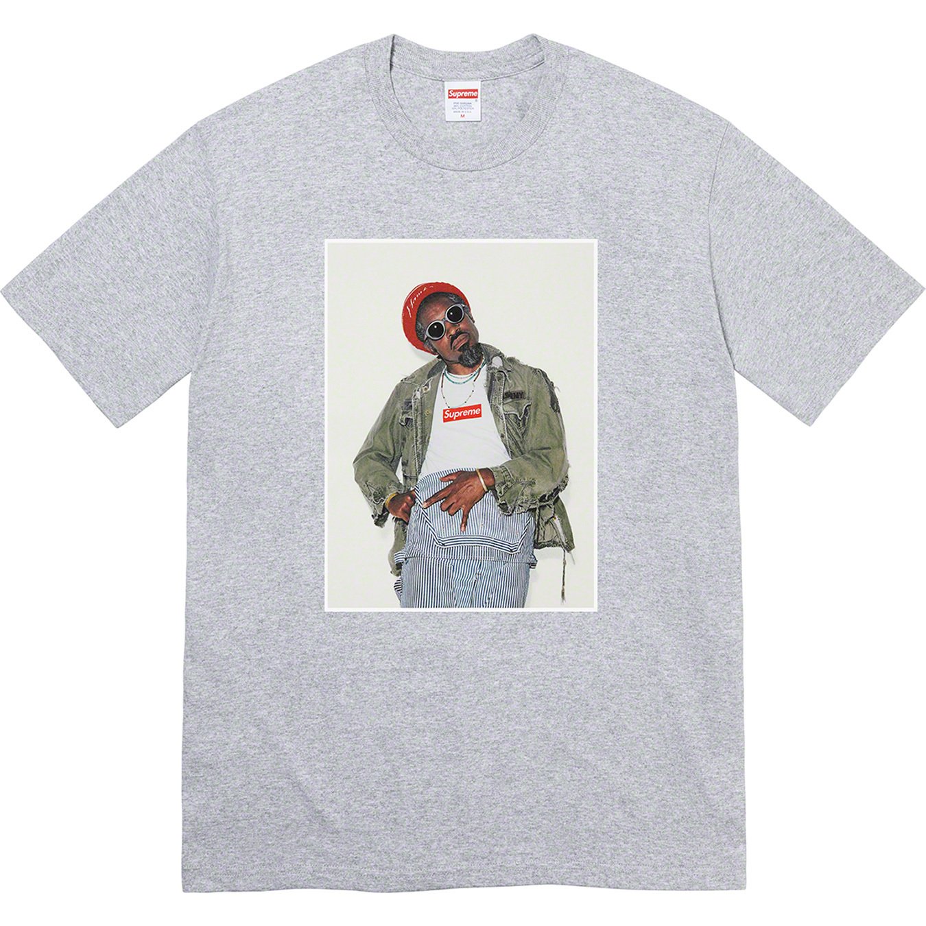 Supreme Andre 3000 T-Shirt - Grey Cotton Unisex Tee for Streetwear & Hip-Hop Fans | Casual Wear & Concert Outfit
