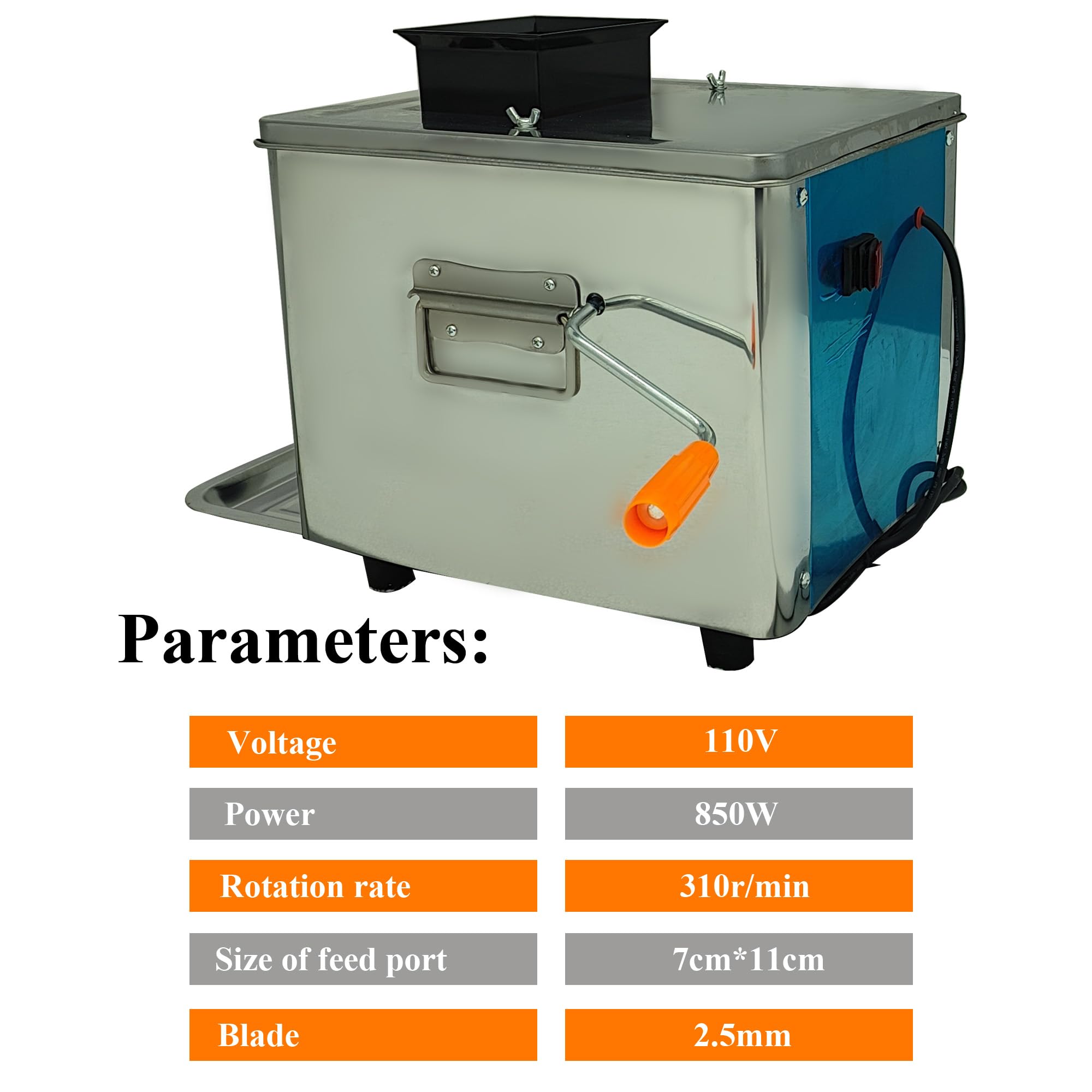 Commercial Electric Meat Slicer Machine - 850W 110V Stainless Steel Blade (2.5mm) for Meat, Vegetables & Food - Perfect for Deli, Butcher Shop, Restaurant & Home Kitchen Use