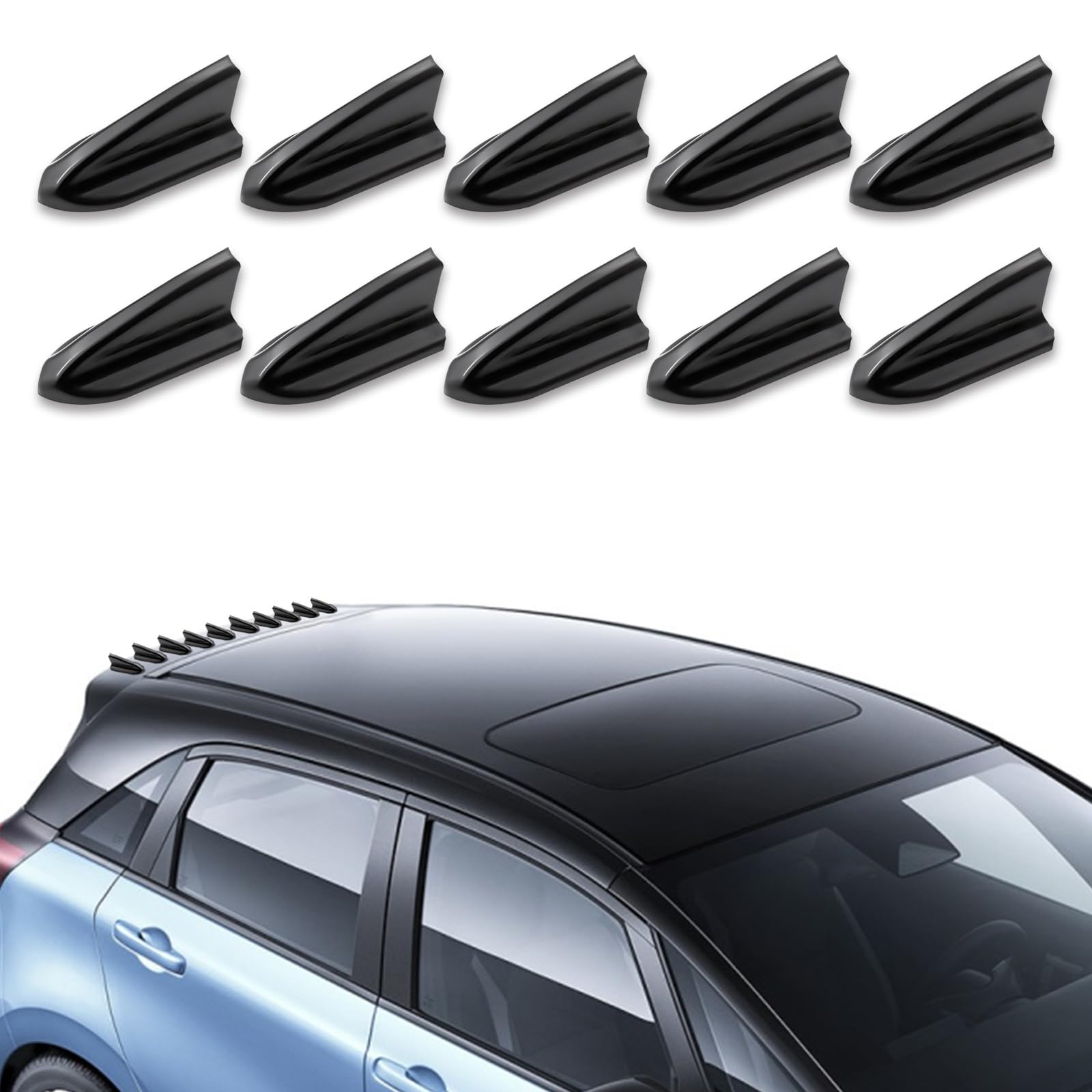10 Pack Universal Car Shark Fin Antenna Kits - Black Adhesive Roof Decoration for Most Cars, Trucks & Vans - Auto Modification Accessories #2001 | Perfect for Vehicle Customization & Style Enhancement