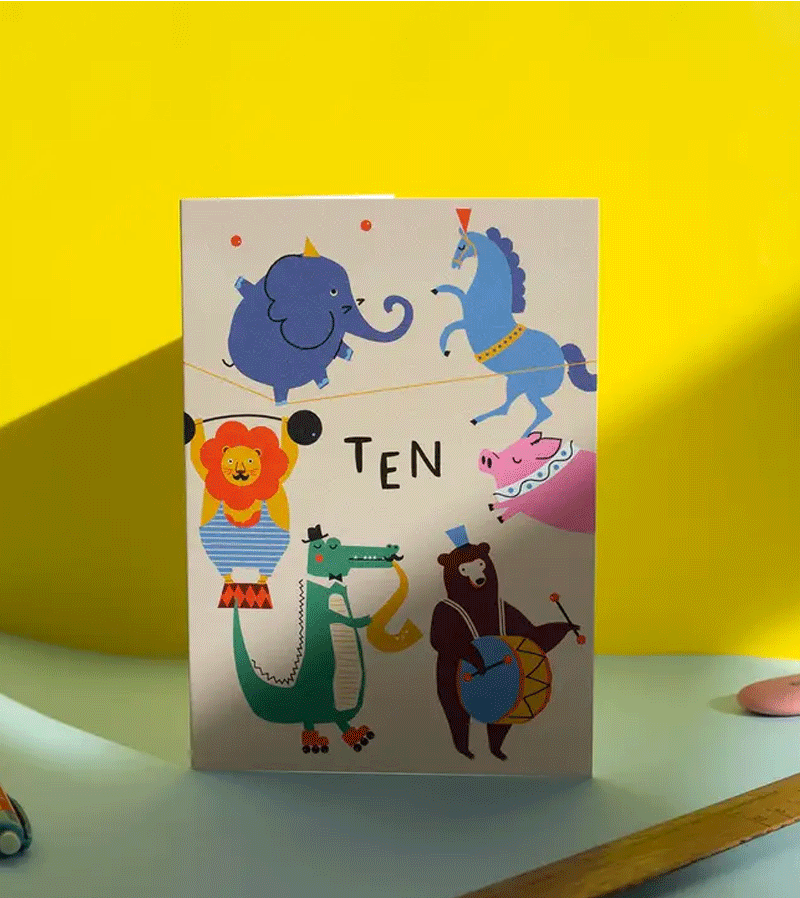 Fun Circus-Themed 10th Birthday Card for Kids - Perfect for Age 10 Birthday Parties & Celebrations