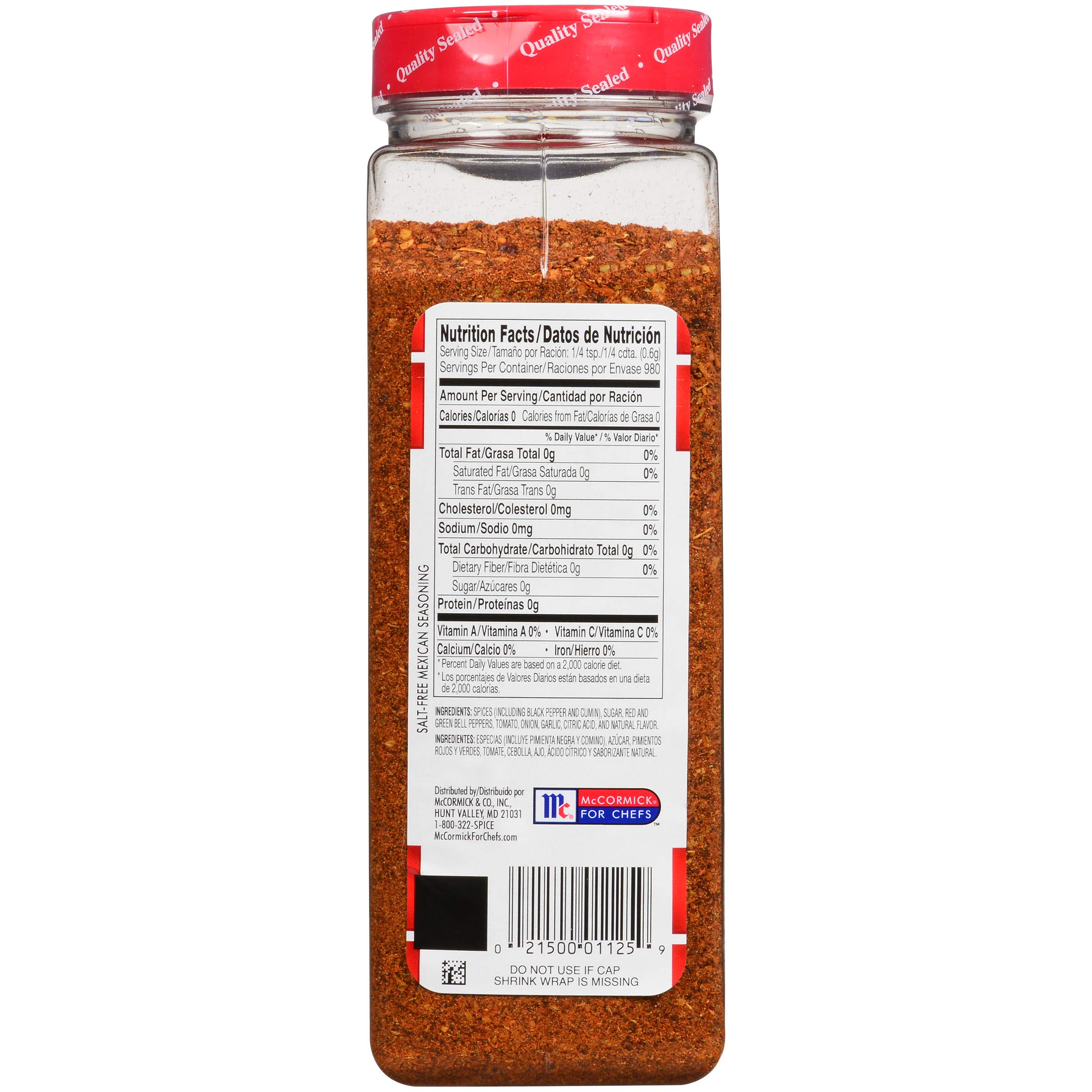 Lawry's Salt Free Mexican Seasoning Blend - 20.75 oz (Pack of 6) | Authentic Flavor for Tacos, Fajitas & Grilled Meats | Perfect for Healthy Cooking & Mexican Cuisine