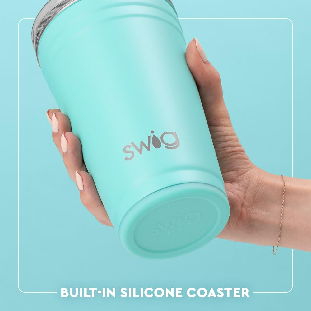 Swig Life 24oz Insulated Stainless Steel Travel Tumbler with EZ Slider Lid - Stackable, Cup Holder Friendly Reusable Coffee Mug for Office, Camping & Road Trips (Wild Thing Design)