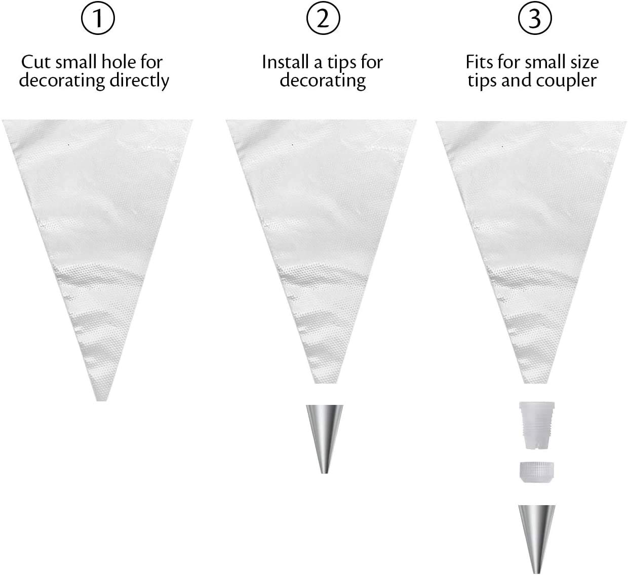 12 Inch Disposable Icing Piping Bags - 100 Pack with 6 Piping Tips, 2 Couplers, 6 Bag Ties & 4 Tip Clips - Perfect for Cake Decorating, Cookie Design & Pastry Supplies | Ideal for Birthday Parties, Wedding Cakes & Baking Enthusiasts