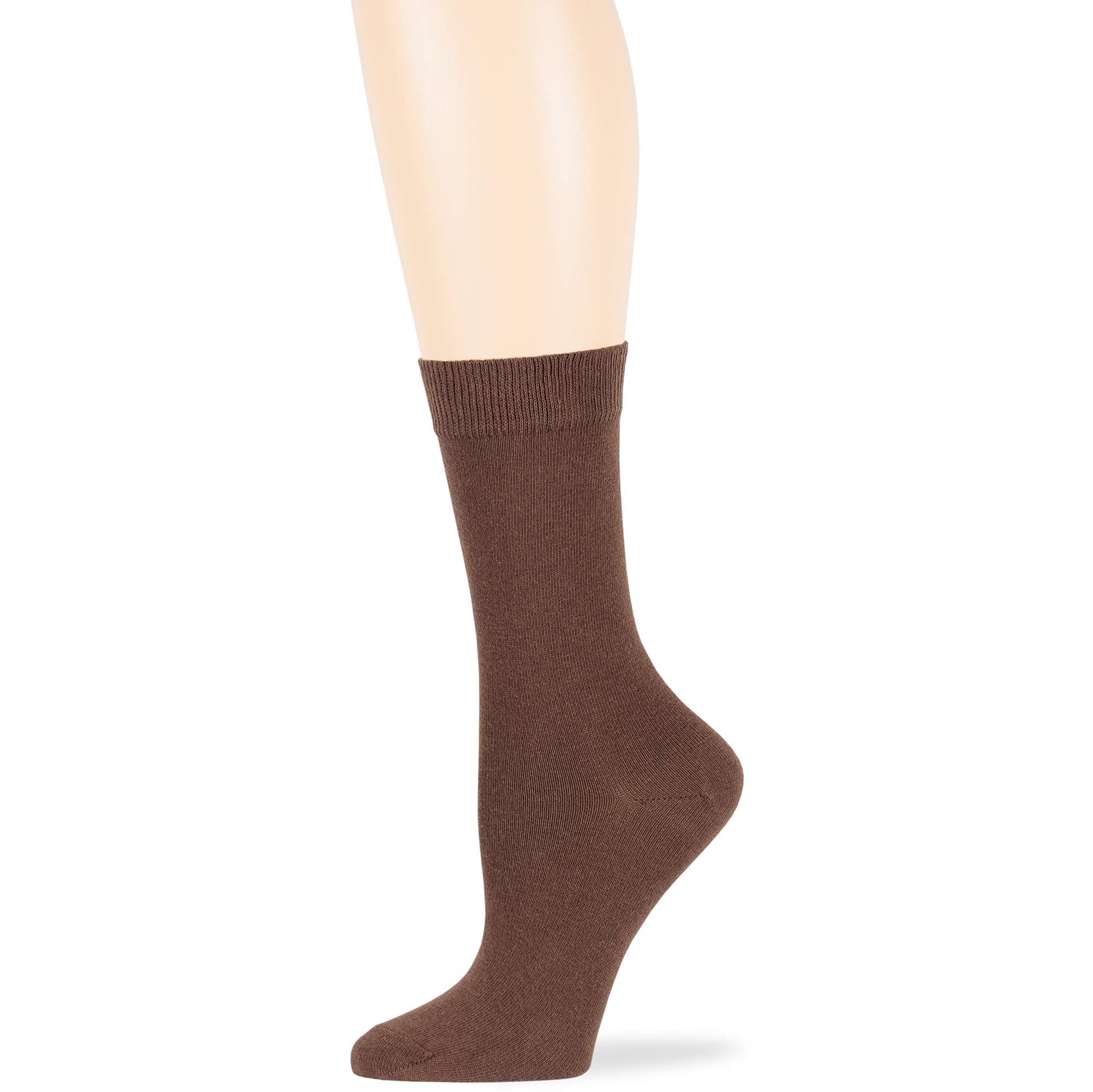 7BigStars Women's Cotton Dress Socks 4-Pack (L/M) - Solid Colors Crew Calf Socks in Black, Brown, Blue, Grey, Beige, Khaki & Olive Green - Perfect for Work, Office & Casual Wear