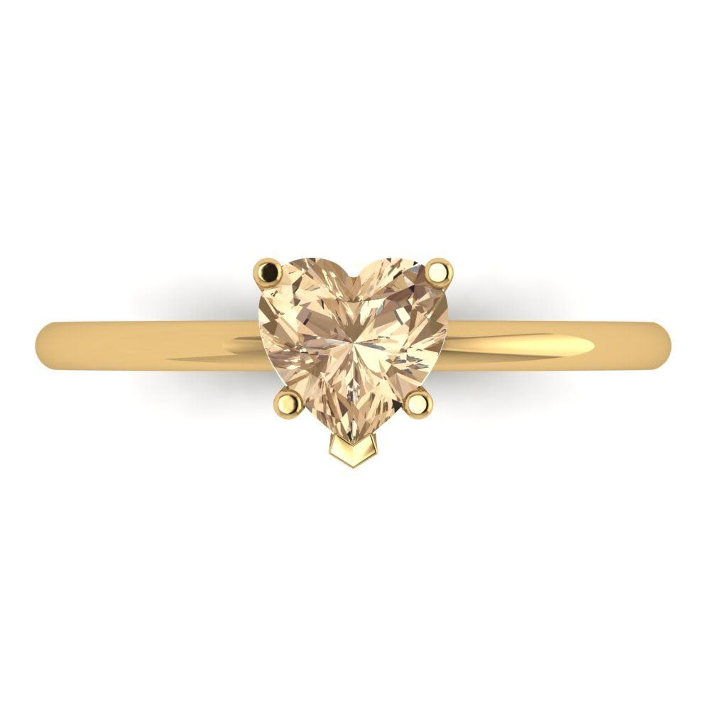 1.0 ct Heart Cut Solitaire Yellow Moissanite Engagement Ring - 14k Yellow Gold 5-Prong Bridal Designer Anniversary Jewelry for Women | Perfect for Proposals, Weddings & Romantic Gifts