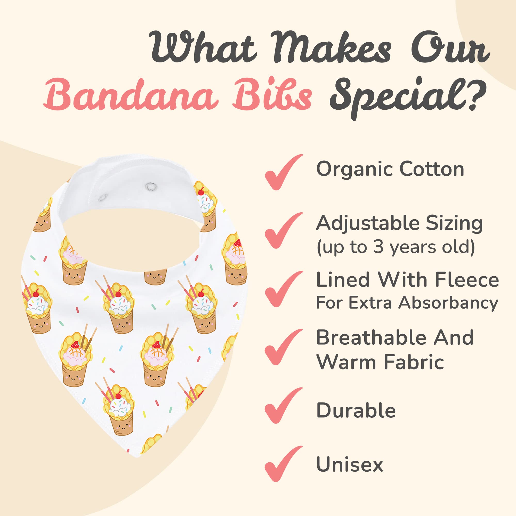 Organic Cotton Bandana Bibs 2-Pack for Babies - Soft Unisex Drool Bibs for Boys & Girls - Perfect for Teething, Drooling & Mealtime - Cute & Absorbent Baby Accessories