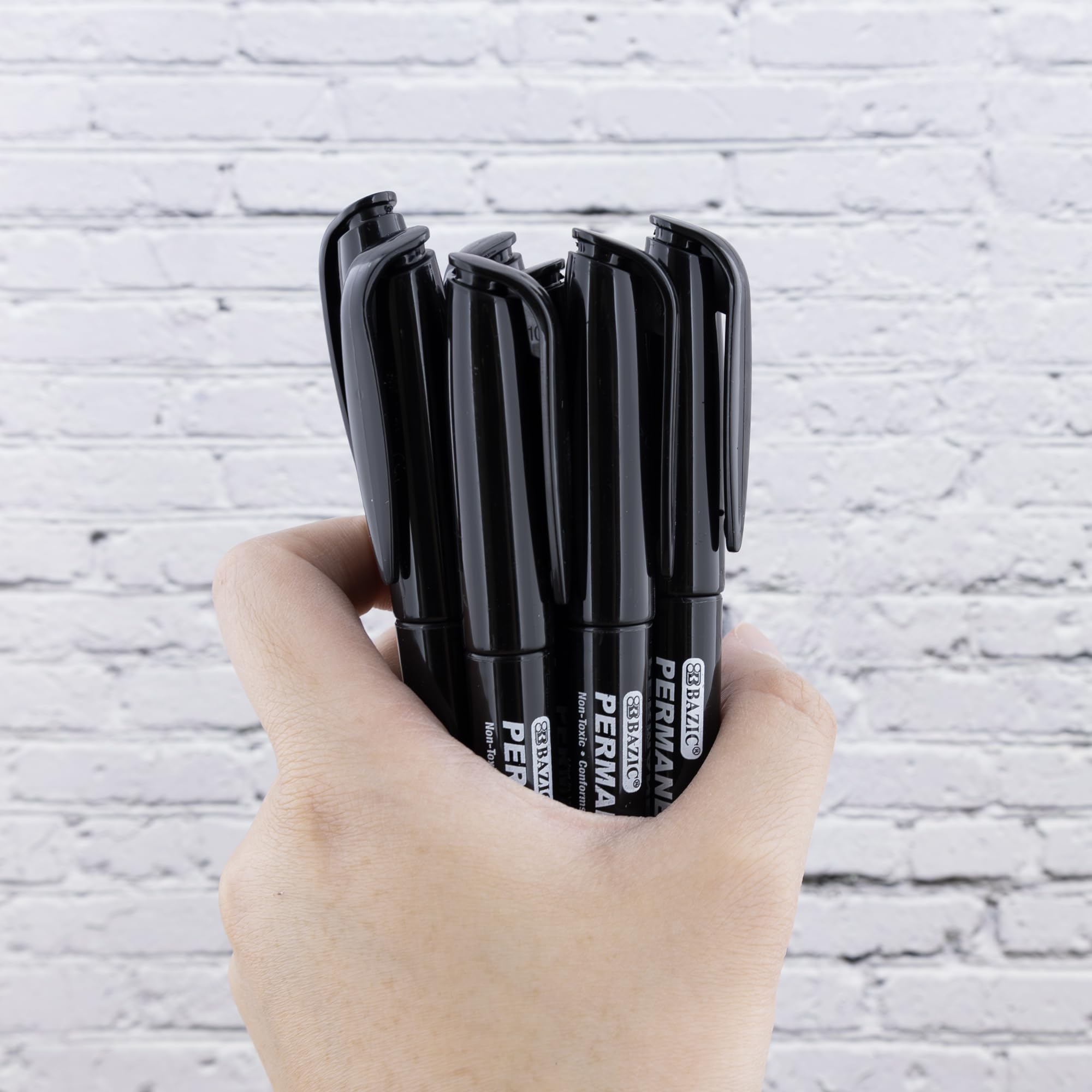 BAZIC Permanent Marker Fine Tip Black - 8 Pack (144-Packs Bulk) - Waterproof Ink for Plastic, Wood, Metal, Glass & Stone - Ideal for Art, DIY Projects, Labeling & Industrial Use