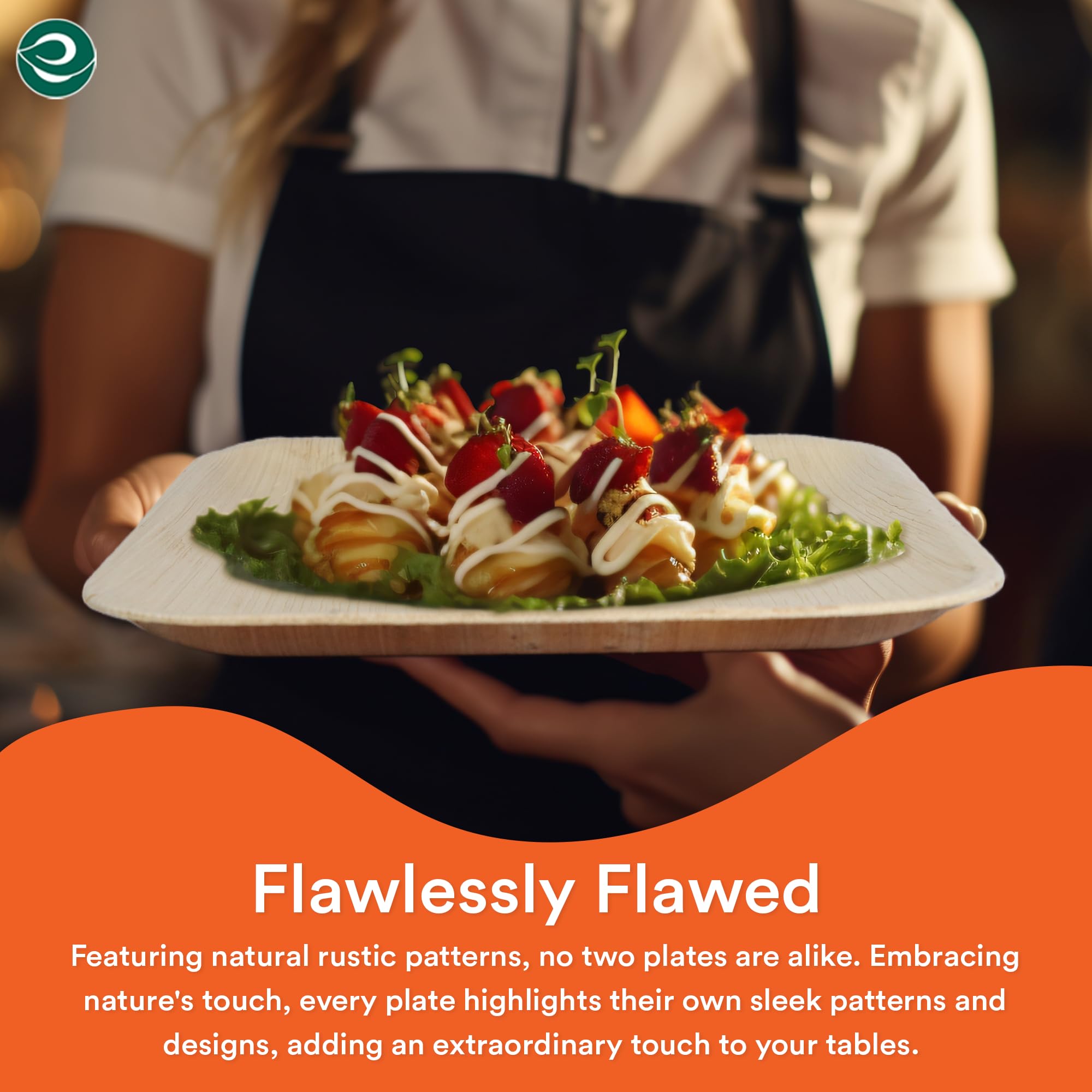ECO SOUL Compostable 8 Inch Square Palm Leaf Plates (200 Count) - Biodegradable & Eco-Friendly Dinnerware | Microwave & Oven Safe | Perfect for Parties, Picnics, and Sustainable Dining