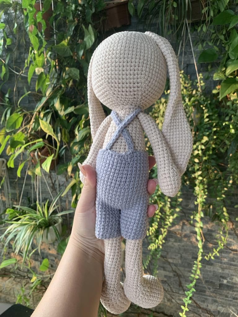 Handmade Blue Bunny Boy Crochet Plush Doll - Soft Amigurumi Stuffed Animal Toy for Babies & Toddlers | Perfect Baby Shower Gift, Nursery Decor, Easter Present & Cuddly Companion for Kids