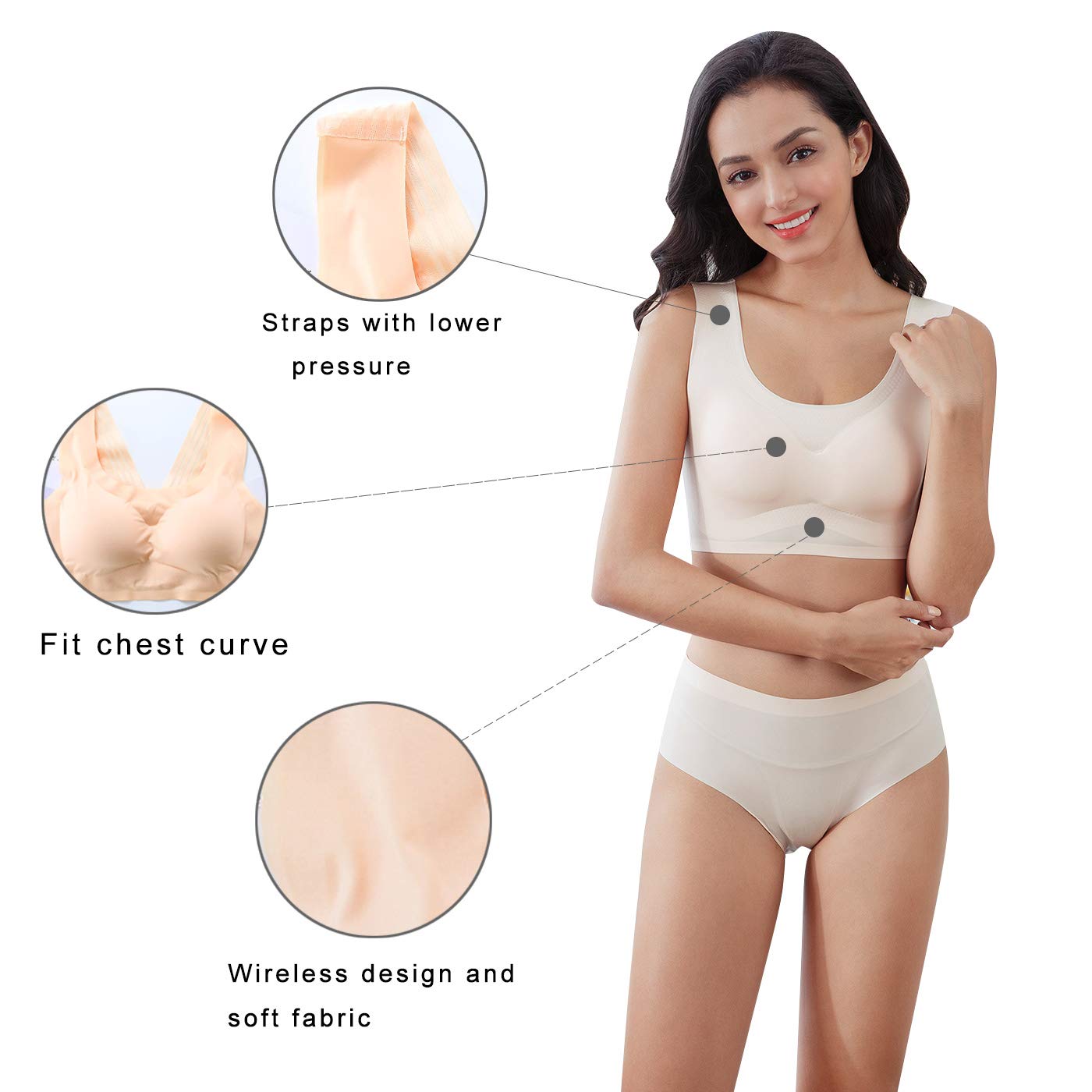 FEOYA Women's Sleep Bra Plus Size - Wireless Stretch Bralette for Sports & Comfort - Perfect for Yoga, Lounge & Nightwear