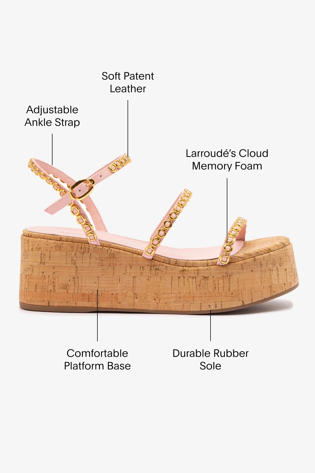 Gio Milanina Women's Flatform Sandals in Tulip Patent Leather & Natural Cork - Comfortable Summer Shoes for Beach, Vacation & Casual Outings
