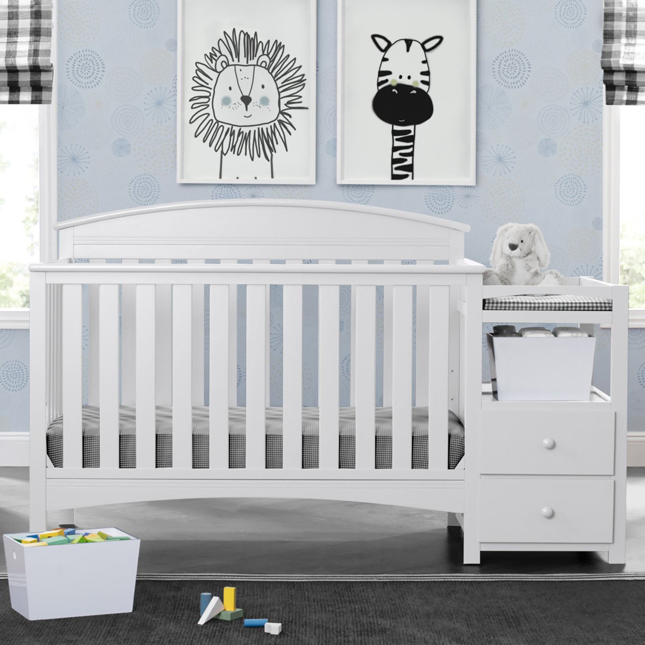 Abby Convertible Baby Crib with Changing Table - 3-in-1 Nursery Furniture for Newborns & Toddlers - Perfect for Small Spaces & Modern Nurseries
