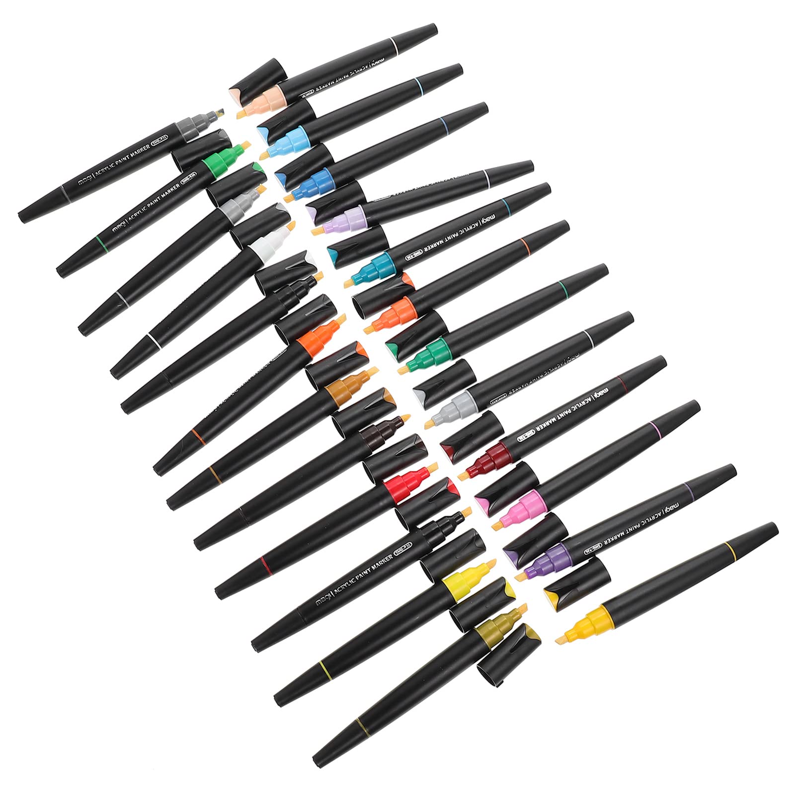 Ciieeo 24Pcs Acrylic Paint Markers - Multi-Function Colored Highlighters for Drawing on Fabric, Wood, Canvas & DIY Crafts | Portable & Convenient Paint Pens for Artists & Hobbyists