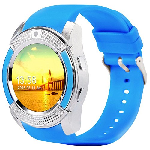 Sanoxy Smart Watch Phone with Camera, Touchscreen, Bluetooth, SIM Card Slot - Unlocked Waterproof Smartwatch for Men & Women - Perfect for Fitness Tracking, Calls & Notifications (Blue)