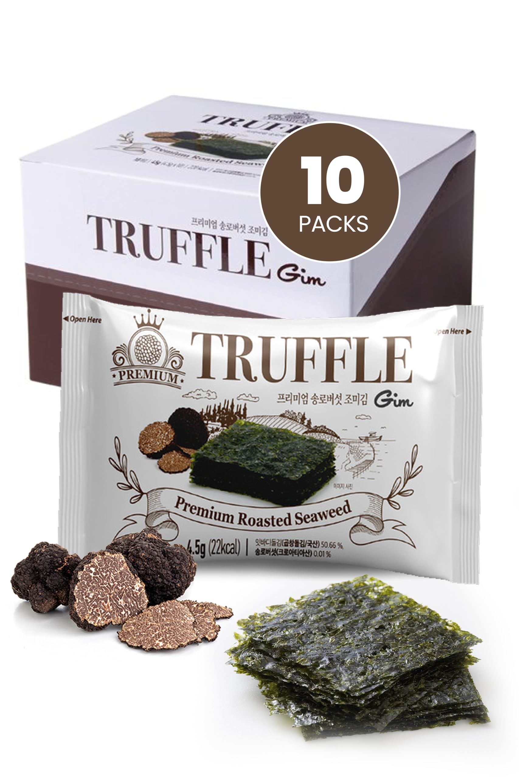 Premium Korean Roasted Seaweed Snacks with Black Truffle - GOTBanchan Organic Nori Sheets (10-Pack) | Low Carb, Gluten-Free | Perfect for Sushi, Gimbap, Musubi & Healthy Snacking