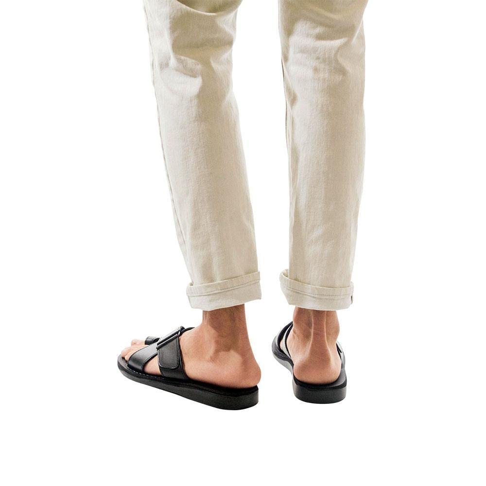 Asher Men's Leather Slide Sandals - Comfortable & Stylish Casual Footwear for Summer, Beach, and Relaxation