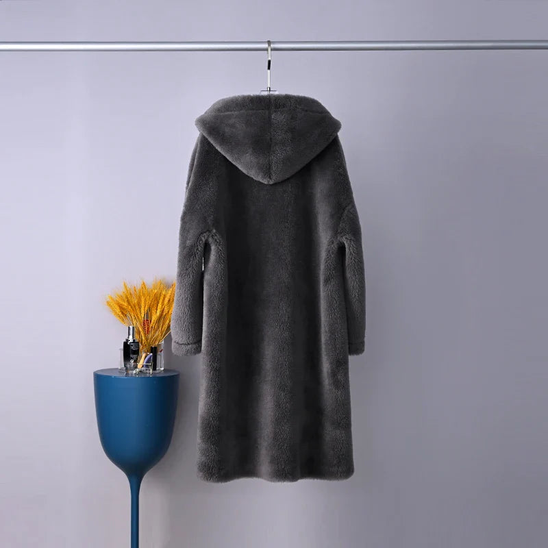 2023 Winter Women's Thick Hooded Lamb Wool Coat - Warm Shearling Overcoat Parka Jacket for Cold Weather | Outdoor Activities & Daily Wear