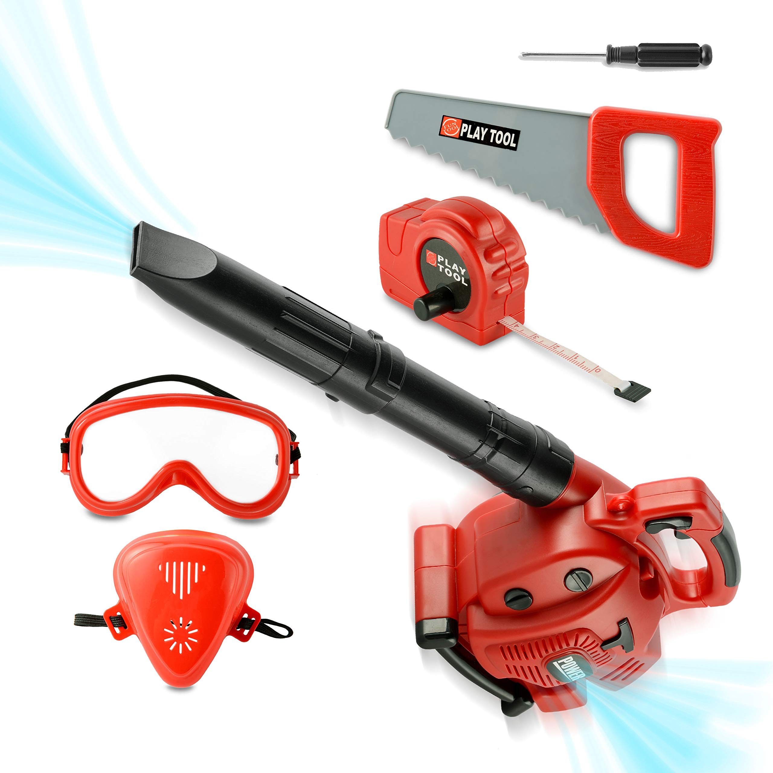 2 Pack Kids Garden Toy Set - Realistic Toy Leaf Blower & Toy Chainsaw with Light & Sound Effects | Outdoor Pretend Play Tools for Toddlers & Children | Perfect for Backyard Adventures, Role Play & Imaginative Outdoor Games
