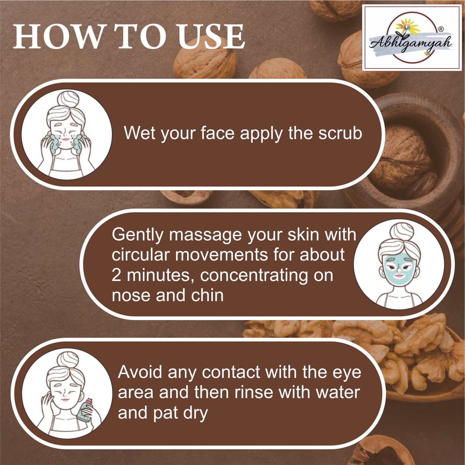 ABHIGAMYAH Walnut Face Scrub for Blackhead Removal & Exfoliation - 100g (Pack of 1) - Deep Cleansing for Smooth Skin, Perfect for Daily Skincare Routine