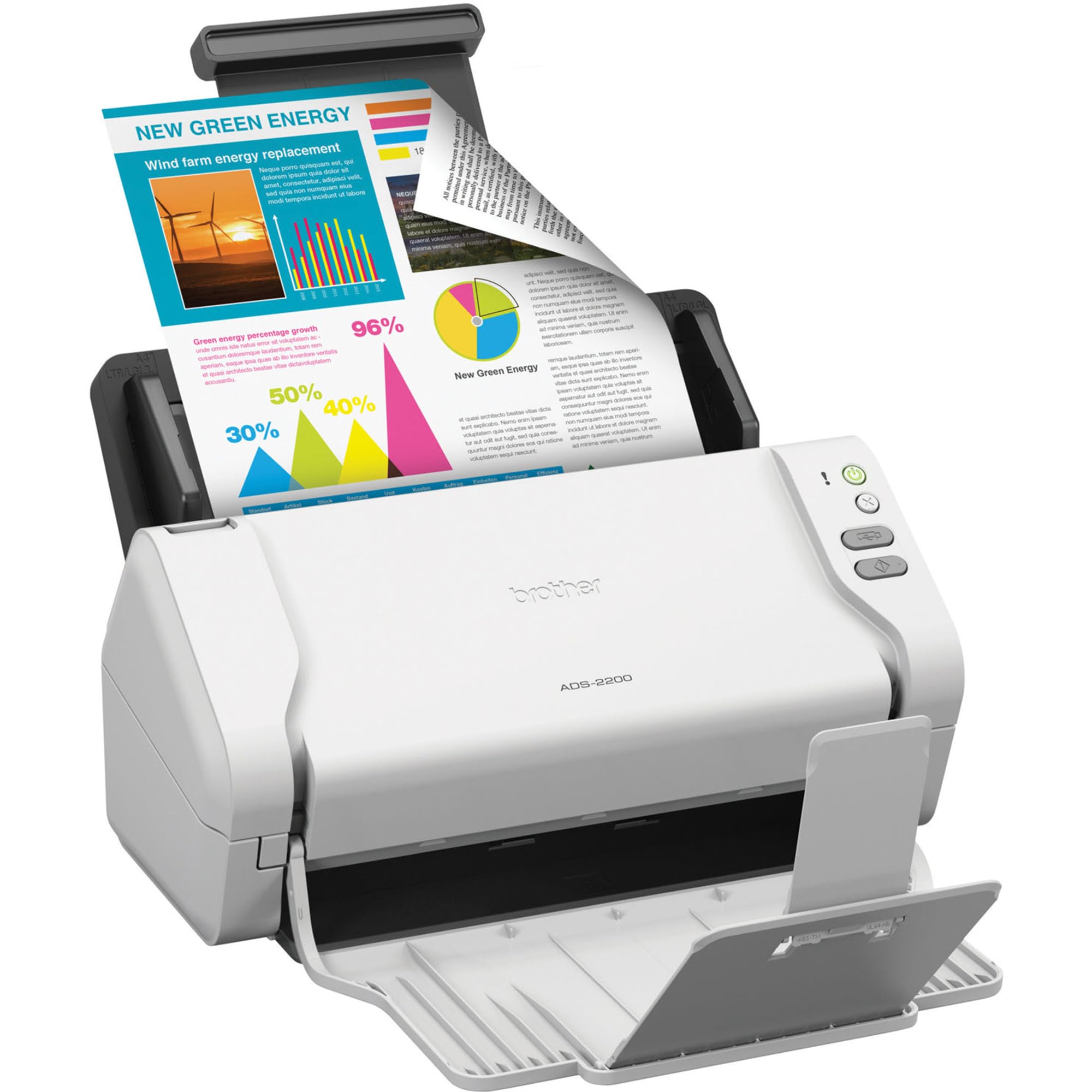 Brother ADS-2200 High-Speed Duplex Desktop Document Scanner with Multiple Scan Destinations - Perfect for Office, Home & Business Document Digitization