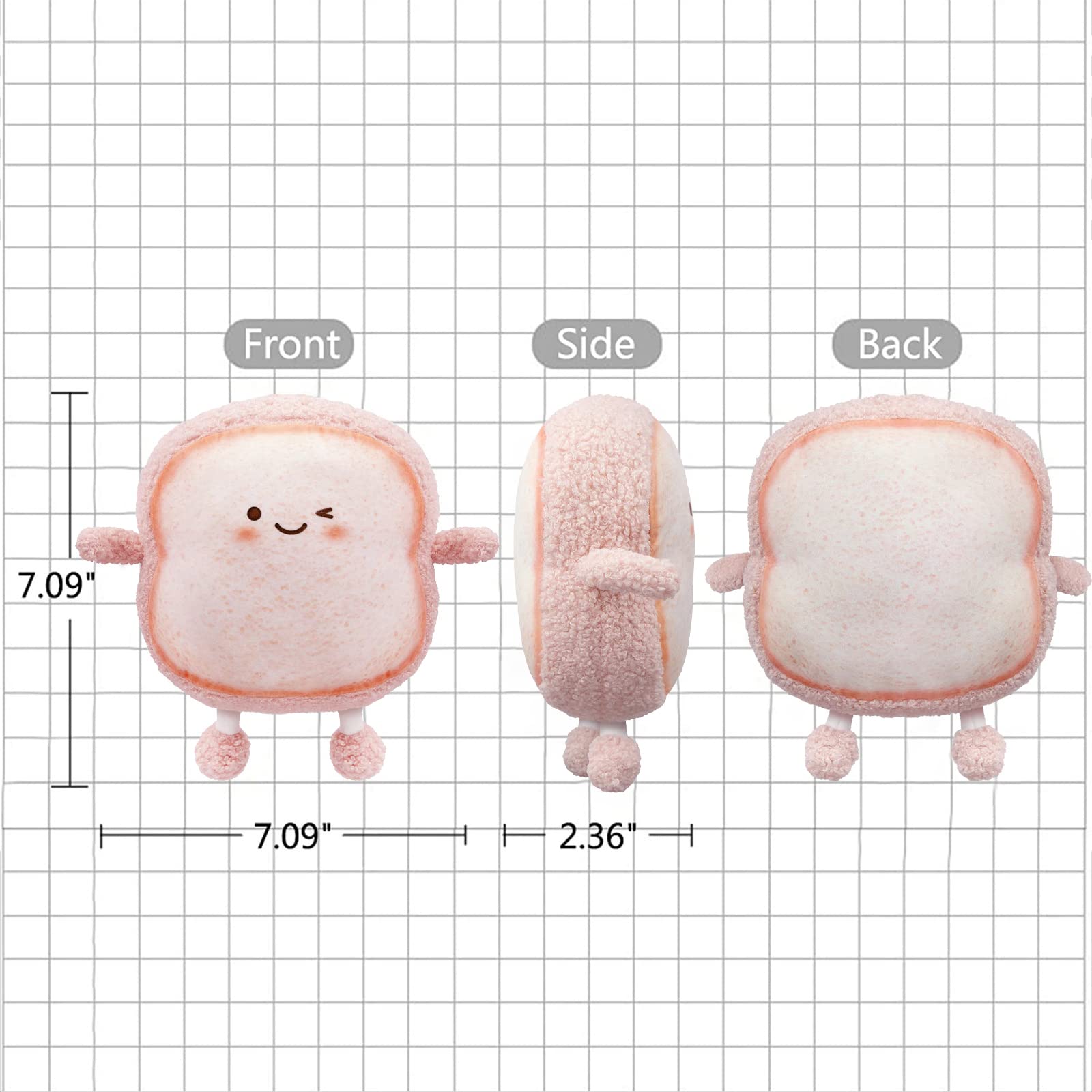 Funny Toast Bread Plush Pillow - Cute Stuffed Sofa Pillow for Home Decor & Gifts (Pink) - Perfect for Bedroom, Living Room, and Anime Cosplay Props