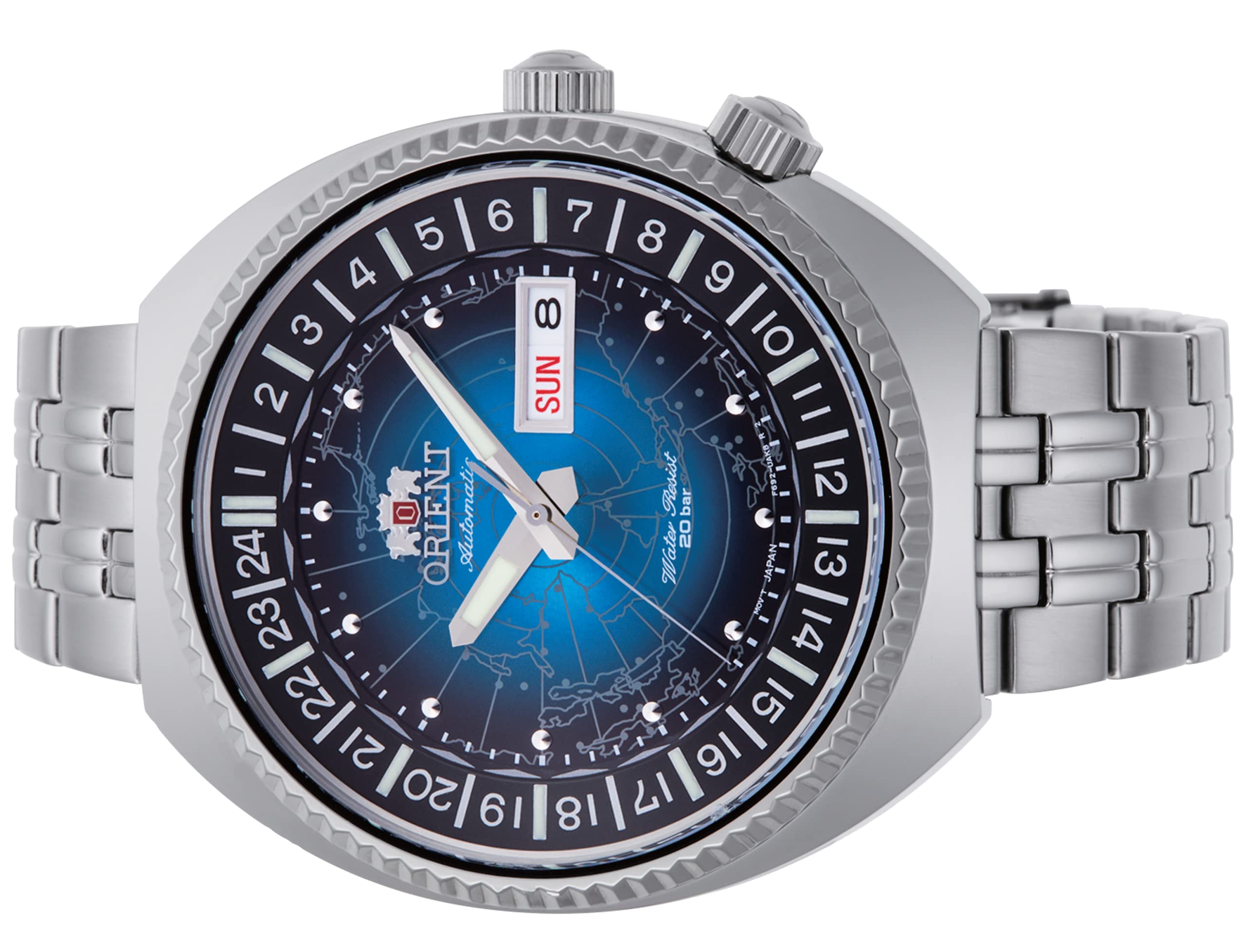 Orient Men's Japanese Automatic Hand Winding Wrist Watch with World Map Dial - Classic Revival Style for Business, Casual & Travel