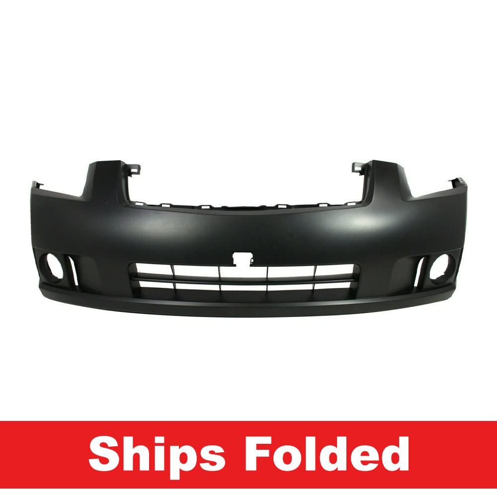 Primed Front Bumper Cover for 2007-2009 Nissan Sentra with Fog Light Holes - NI1000241 62022ET32J | Perfect Replacement for Accident Repair & Car Restoration