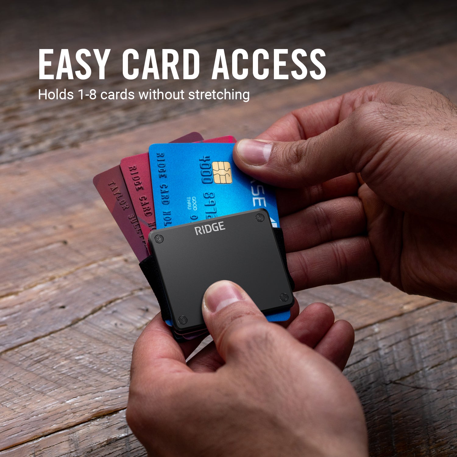 The Ridge Lite Slim Minimalist Wallet - Royal Black RFID Blocking for Men | Perfect for Travel, Everyday Carry & Secure Card Storage