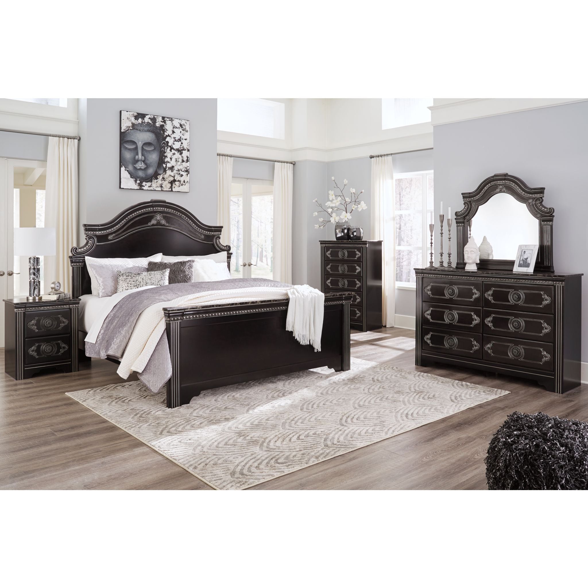 Ashley Necessities 3-Piece Panel Bed Set - Queen Size Bed Frame with Headboard & Footboard - Modern Bedroom Furniture for Master & Guest Rooms