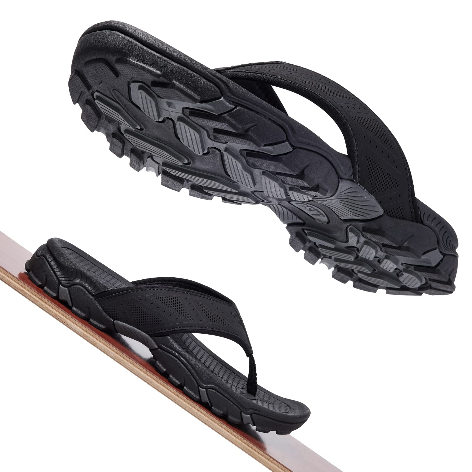 **Men's Comfortable Flip Flops with Arch Support - Water Resistant Beach Sandals & Shower Shoes for Pool, Travel, and Relaxation**