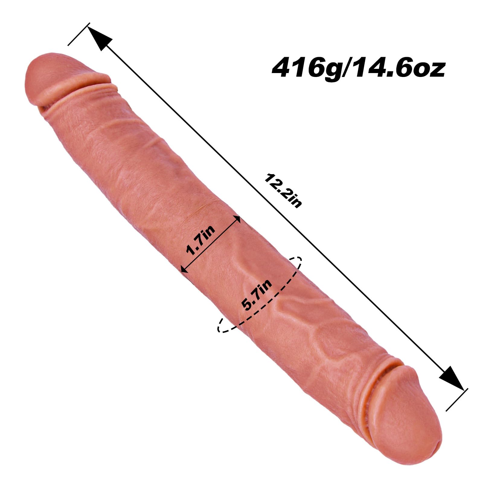 12.2 x 1.7 Inch Double Head Silicone Dildo - Extra Long Thick Realistic Dual-Ended Adult Sex Toy for Women & Couples - Perfect for Solo Play, Lesbian Couples & Anal/Vaginal Stimulation
