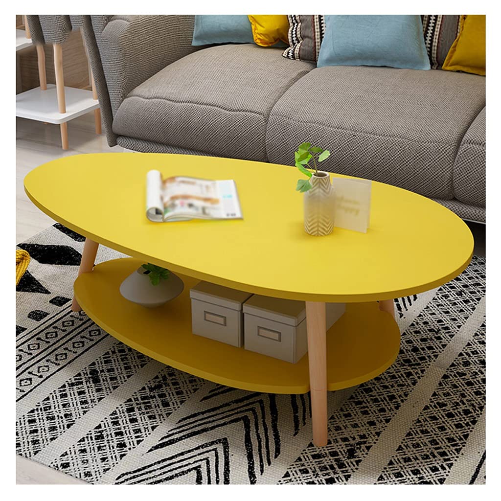 Kerryshop 2-Tier Industrial Coffee Table with Storage - Multifunctional Cocktail Table for Living Room, Bedroom, TV Stand or End Table - Sturdy Metal Frame (Yellow) | Perfect for Small Spaces, Modern Home Decor & Entertaining Guests