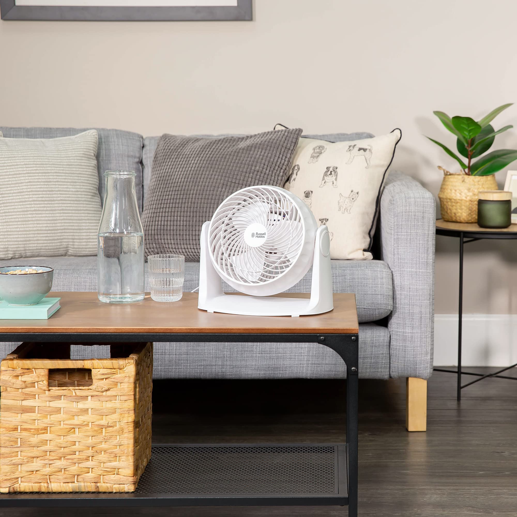 Russell Hobbs 8 Inch High Velocity Desk Fan - 900W Powerful Cooling Fan with 2 Speed Settings & Adjustable Tilt, Freestanding or Wall Mounted for Bedroom, Office, Home & Dorm Use - RHVDF0831