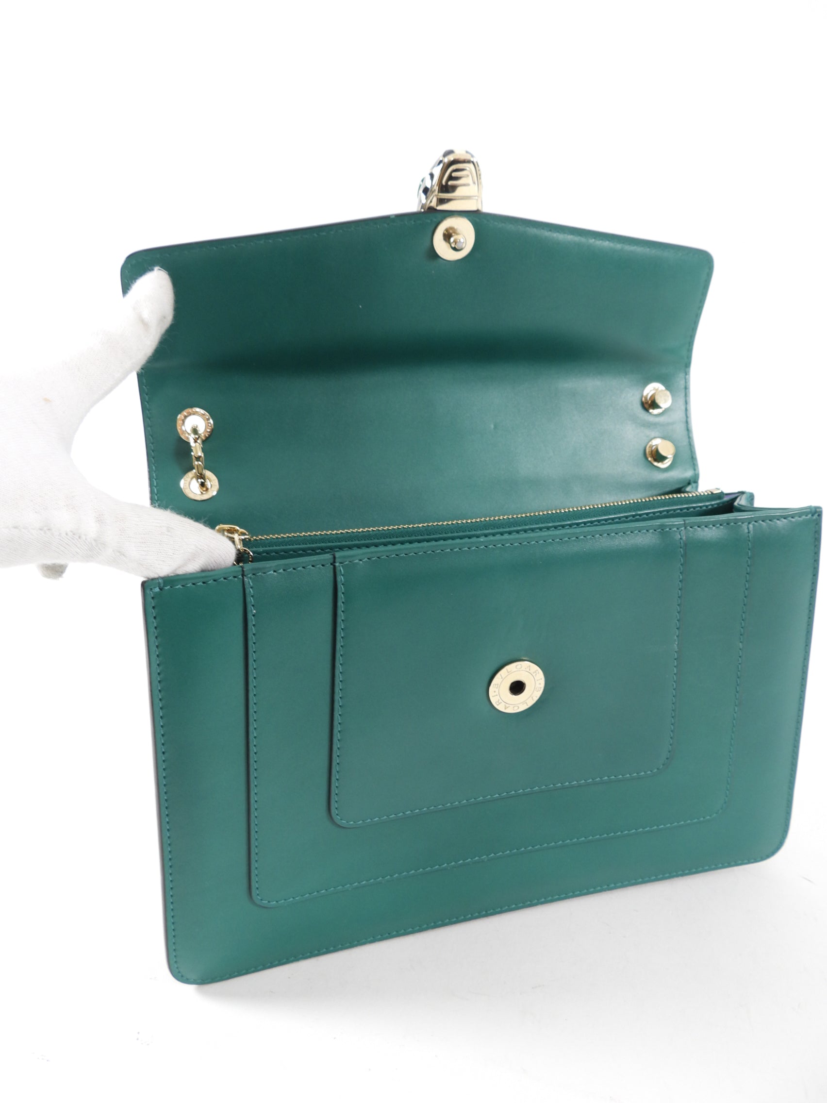 Bulgari Serpenti Forever Green Enamel Snake Shoulder Bag - Luxury Designer Handbag for Women, Perfect for Evening Parties & Special Occasions