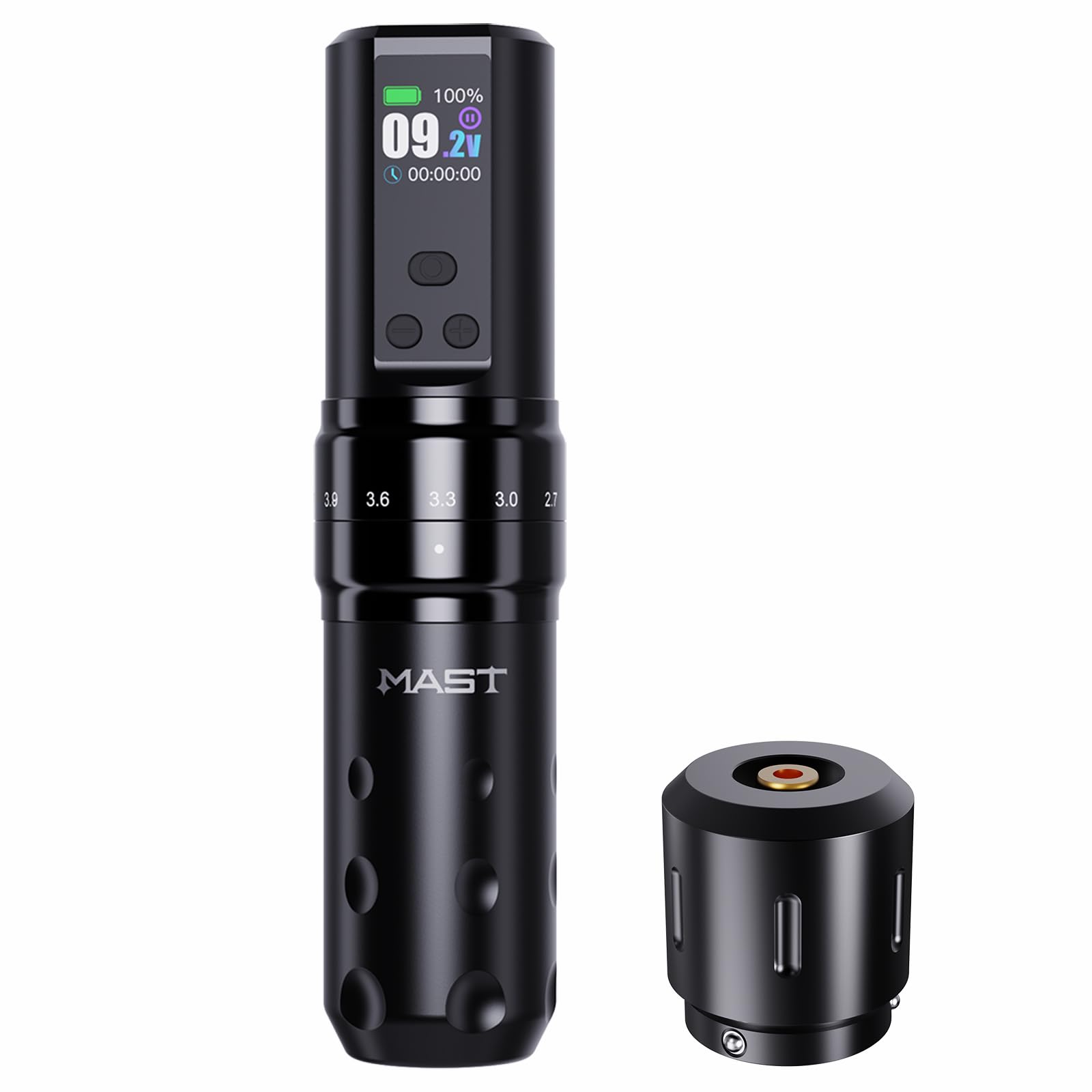 MCORE Mast Tattoo Fold2 Pro Wireless Tattoo Pen Machine - Professional Rotary Tattoo Gun with Smart LCD Display, 7 Adjustable Stroke Lengths & Powerful Motor for Tattoo Artists (Black) - Perfect for Studio Work, Home Tattooing & Professional Body Art Sessions