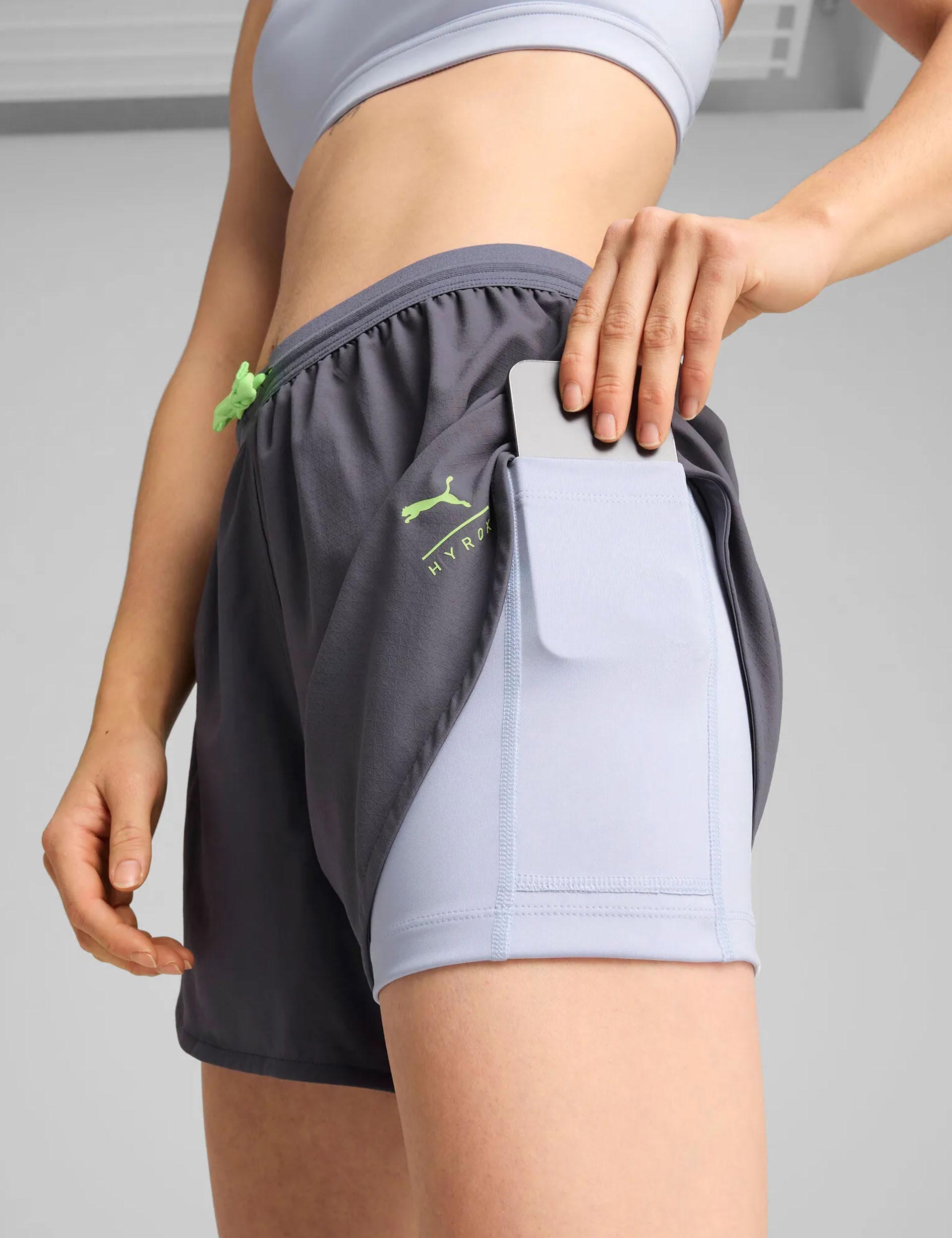 PUMA x Hyrox Ultraweave 2-in-1 Running & Training Shorts for Men - Galactic Grey - Lightweight Quick-Dry Gym & CrossFit Workout Shorts