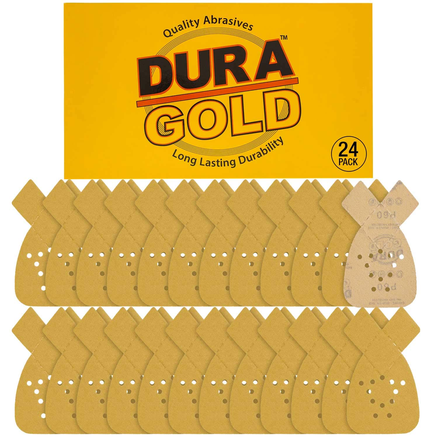 Premium 60 Grit Triangle Sanding Discs - 24-Pack Hook & Loop Mouse Detail Sander Sheets for Woodworking & Auto Detailing - Compatible with Black & Decker - Perfect for Fine Sanding, Wood Crafts & Automotive Refinishing