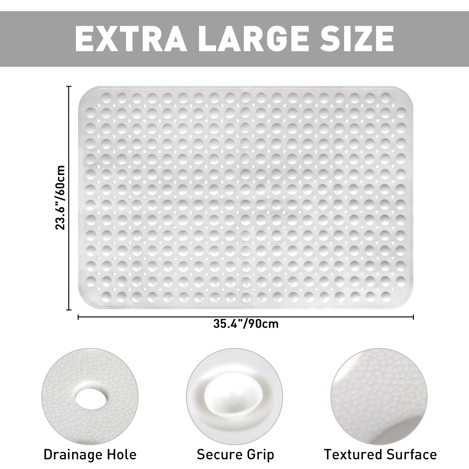 Non-Slip Shower Mat - Extra Large 35.4