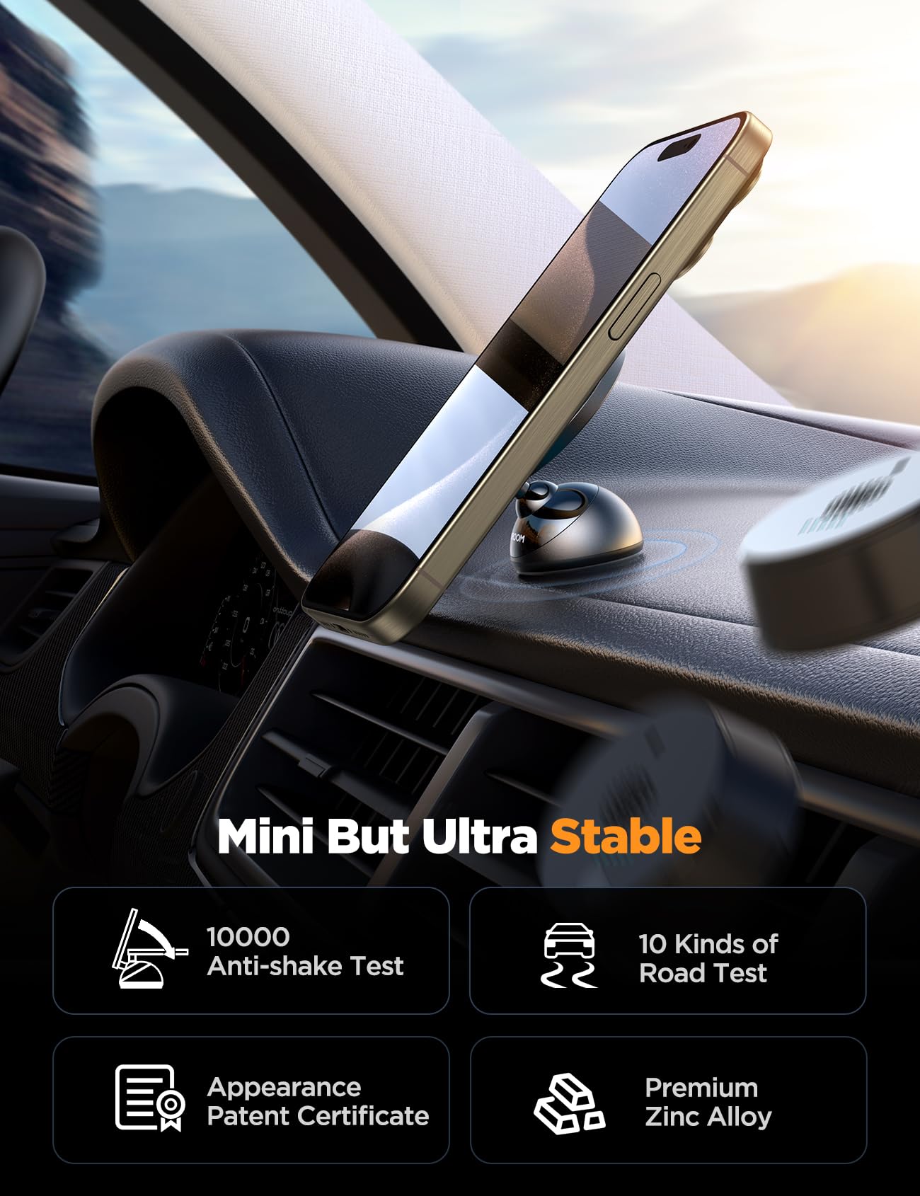 JOYROOM MagSafe Car Mount - All-Metal Magnetic Phone Holder with Stronger Magnet for iPhone 16/15/14/13/12 - Secure Dashboard Phone Mount for Safe Driving & Hands-Free Navigation