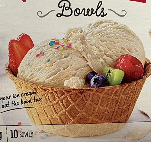 Premium PC Ice Cream Cone Waffle Bowls - 10 Count (205g/7.2oz) | Imported from Canada | Perfect for Ice Cream Parlors, Dessert Parties & Home Treats